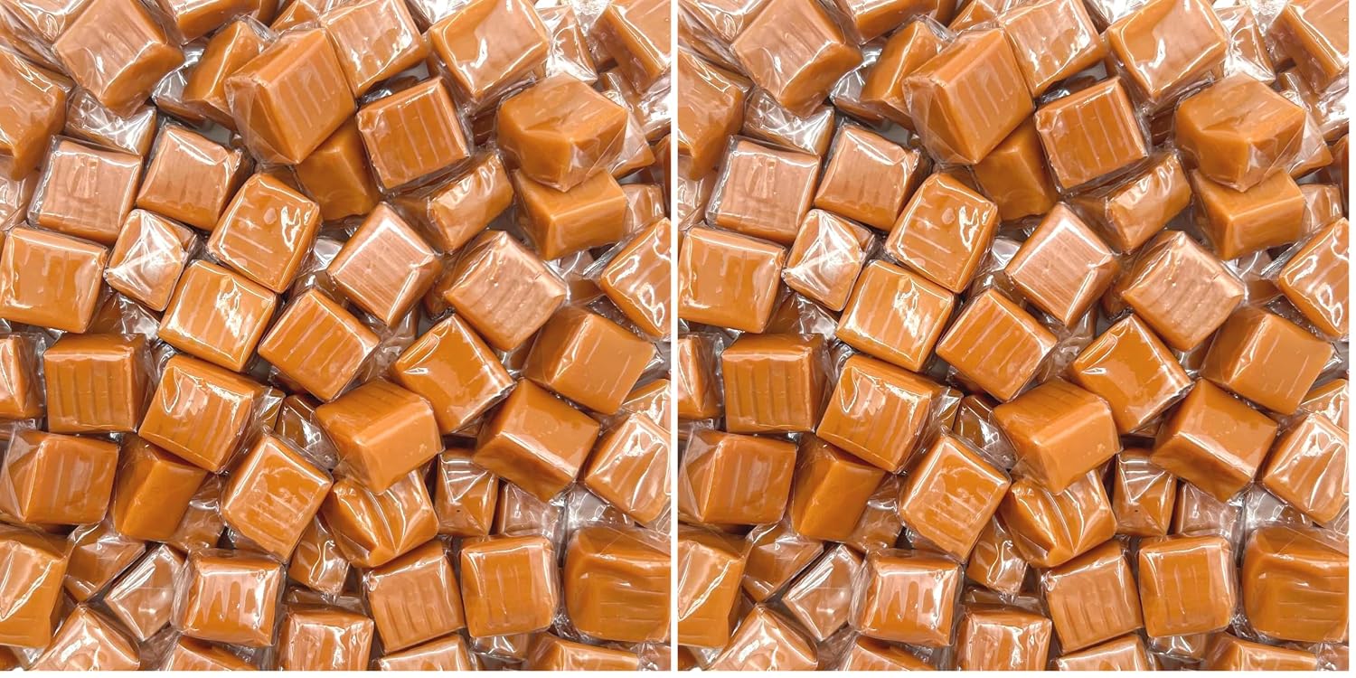 Caramel Cubes Candy | 1 Pound Bag - Approx. 65 Count | Classic Chewy Treat, Individually Wrapped (Pack of 2)