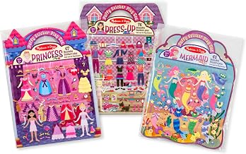Melissa & Doug Puffy Sticker Activity Books Set: Dress-Up, Princess, Mermaid - 208 Reusable Stickers - FSC Certified