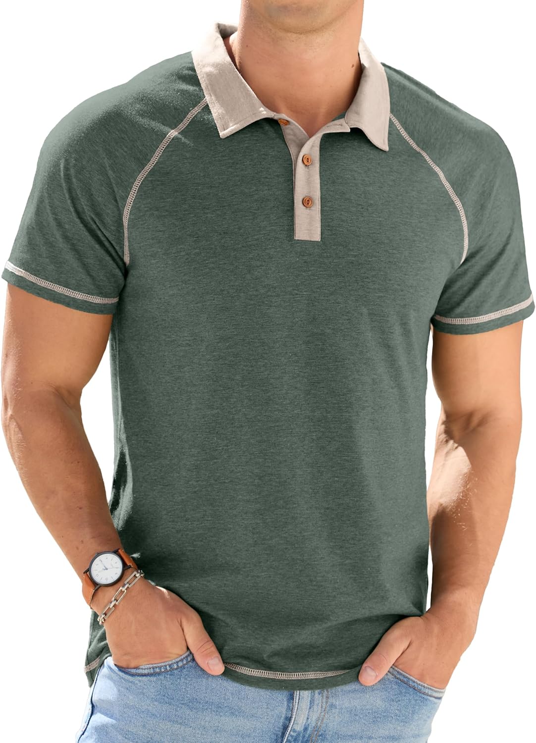 Sailwind Mens Short Sleeve Polo Shirts Cotton Golf Shirts Fashion Casual Raglan