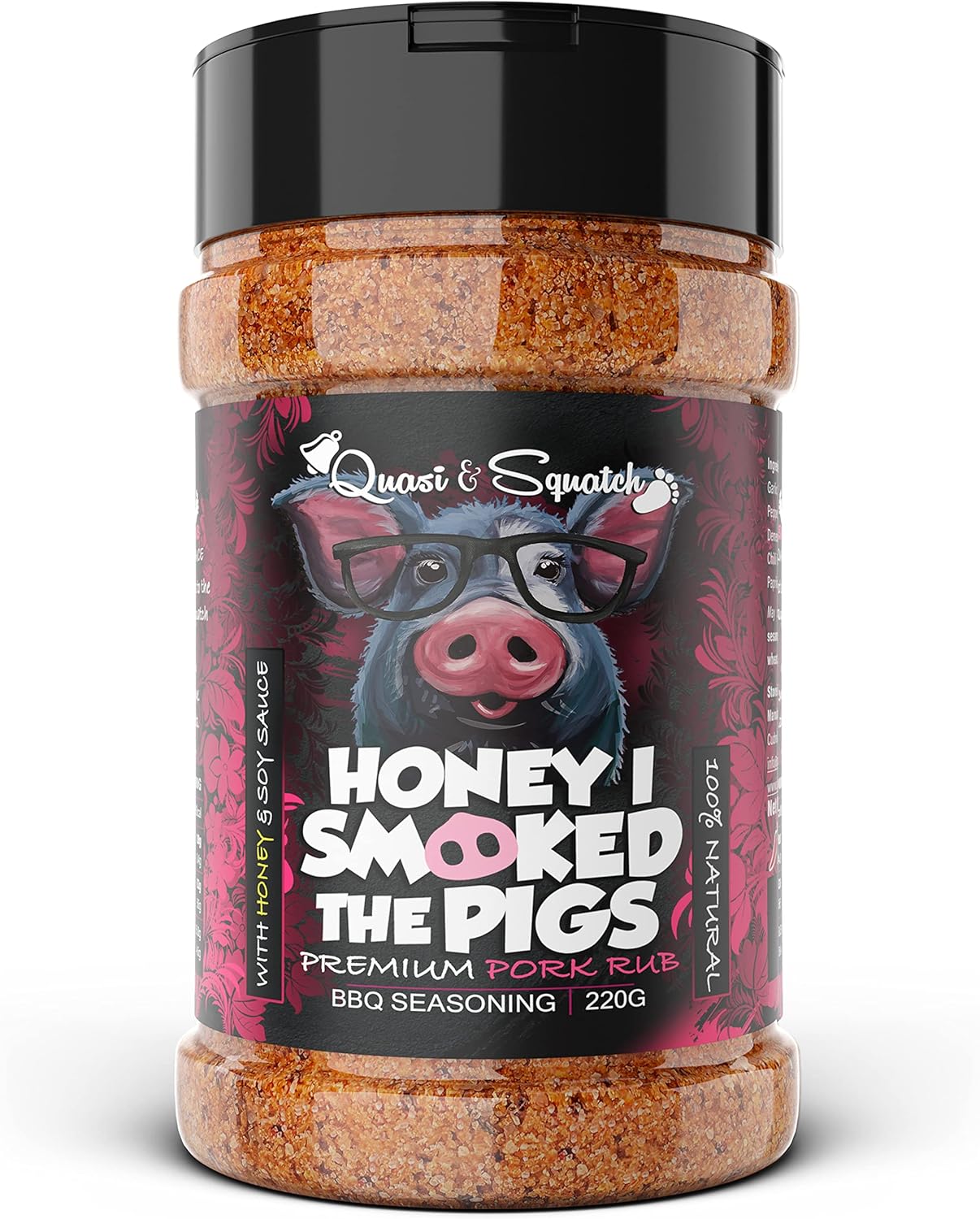 BBQ Rub for Pork by Quasi & Squatch - Honey I Smoked The Pigs (Smokey Honey Soy Sauce) Barbecue Dry Rub Meat Seasoning and Spices | Perfect Blend Of Spices For BBQ and Grill Pork Dishes | Large 220g