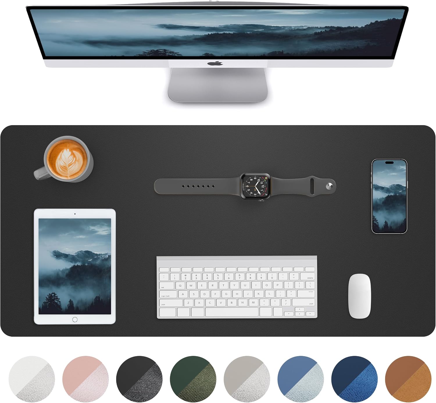 Non-Slip Desk Pad,Mouse Pad,Waterproof PU Leather Desk Protector,Ultra Thin Large Desk Blotter,Waterproof Keyboard mat for Office/Home/Decor(Black 23.6" x 13")