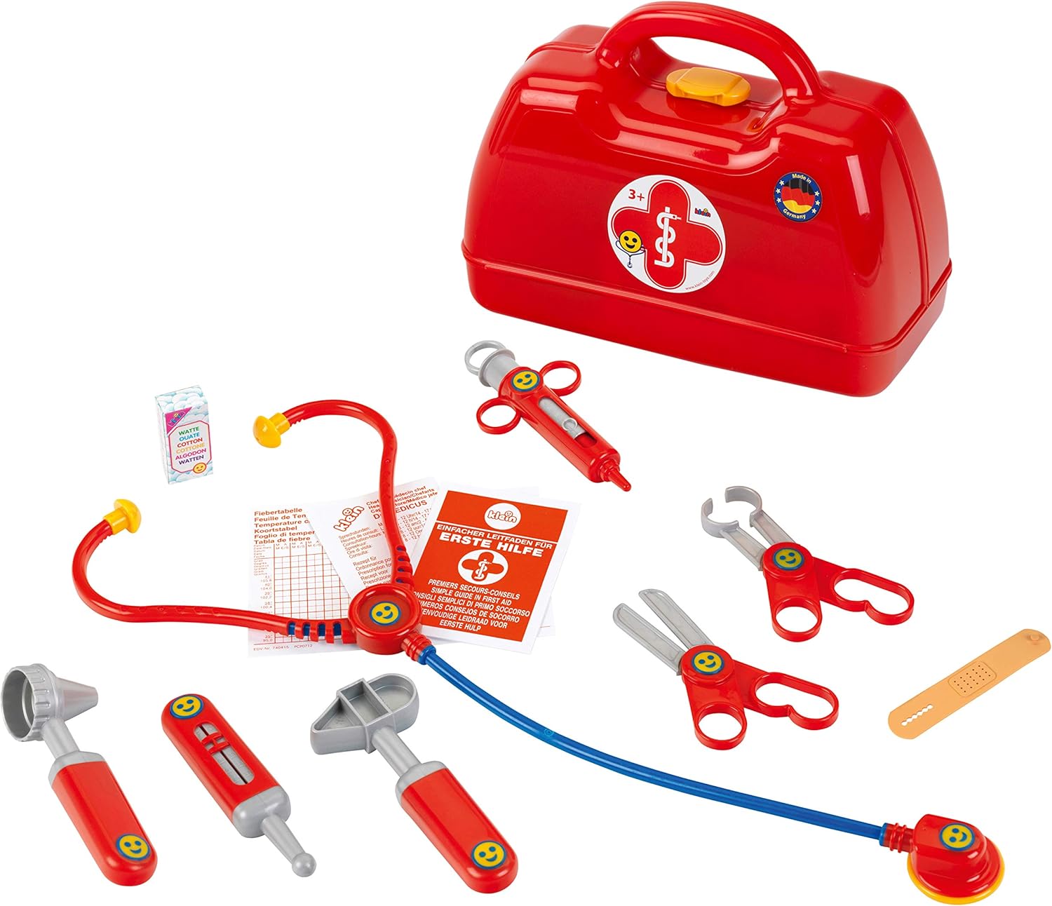 Theo Klein 4457 Doctor's Case I With Stethoscope, Thermometer, Syringe and Much More I Robust Case with Practical Handle for Carrying I Dimensions: 24 cm x 11 cm x 19 cm