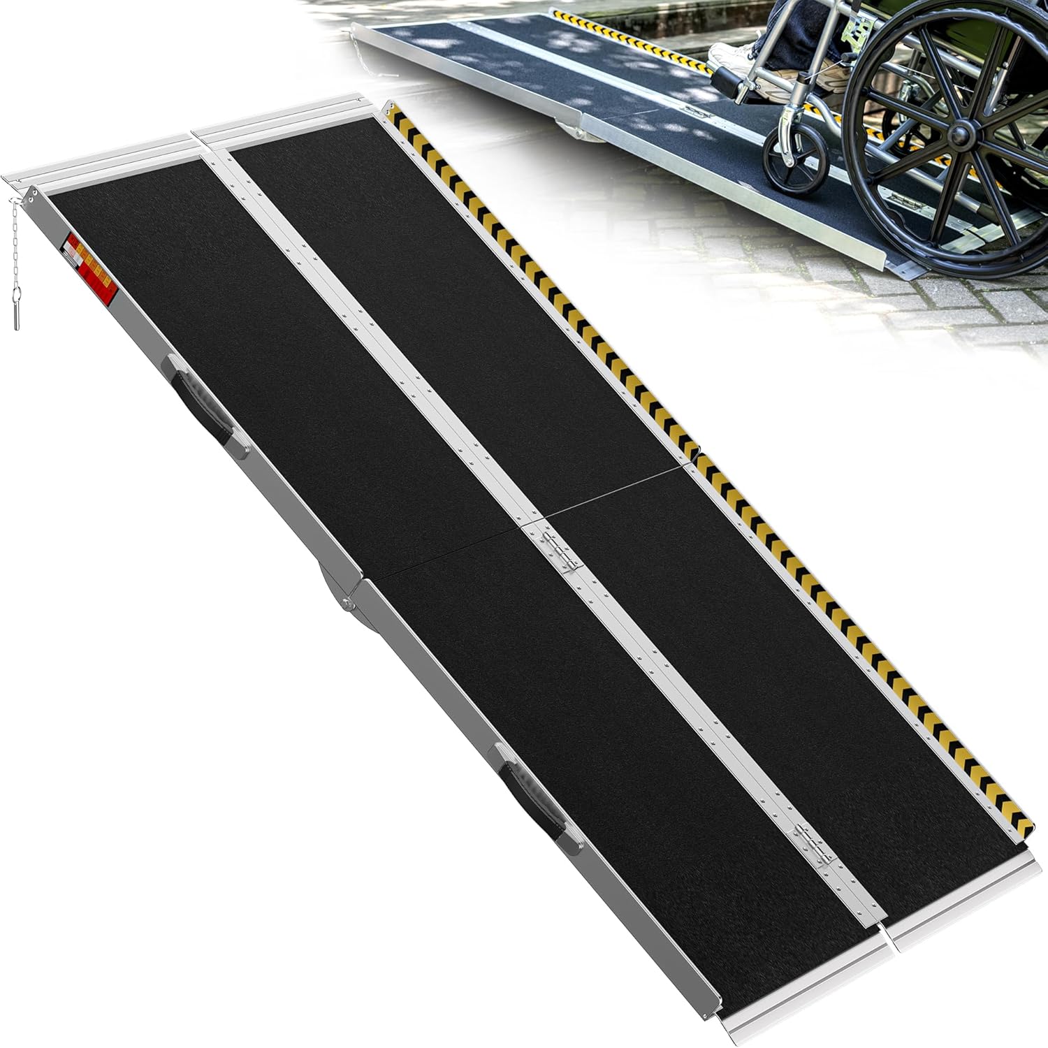 VNN Portable Wheelchair Ramp 6FT, Seamless Non-Slip Aluminum Material Handling Ramps for Wheelchairs for Home, Handicap Wheelchair Ramps for Home Steps, Aluminum Loading Ramps for Home, Doorways