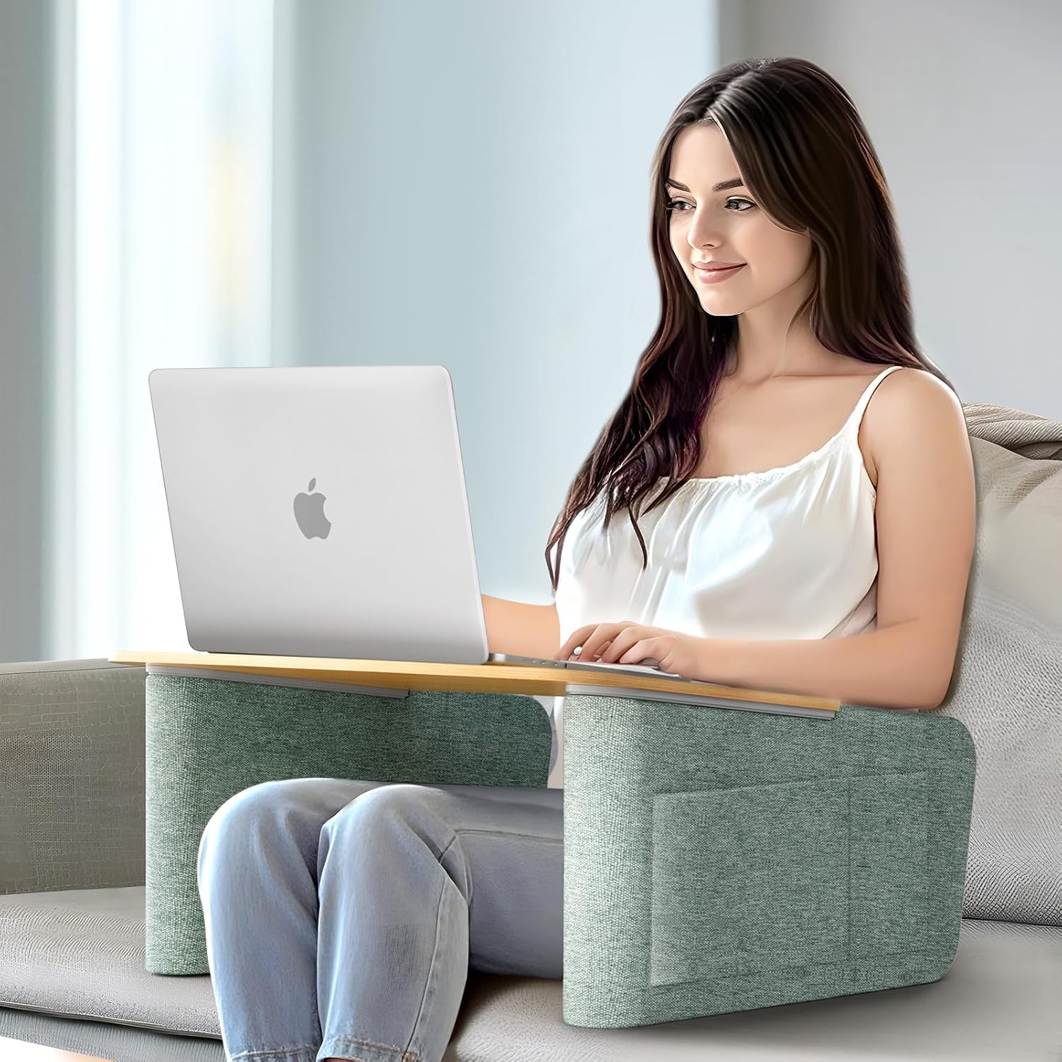 UPERGO Lap Desk with Arm Rests, Laptop Desk for Bed, Working Reading in Bed, Couch, Sofa