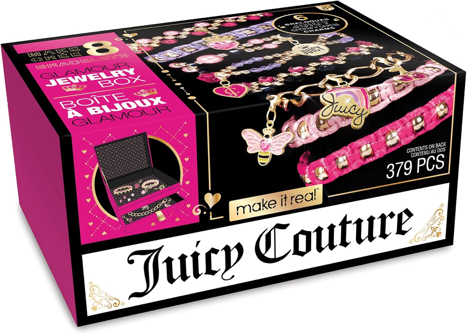 Make It Real Juicy Couture Jewellery Box Bracelet Making Kit - Art Crafts for Girls - Girls Gifts