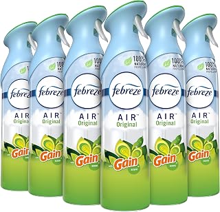 Febreze Air Mist Air Freshener Spray, Odor-Fighting Room Spray, Air Fresheners for Home and Bathroom and Kitchen, Aerosol Can, Gain Original Scent, 8.8oz, 6 Count