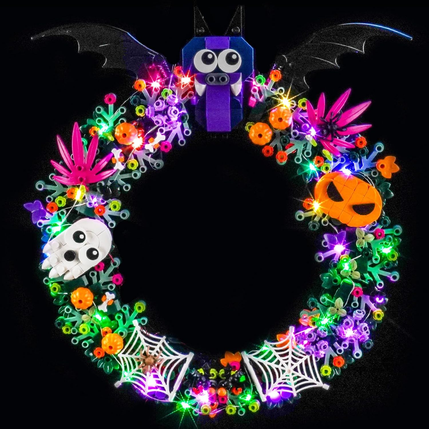 LocoLee Led Light Set Compatible with Lego 40825 Halloween Wreath Led Decoration Lighting Kit Compatible with Lego 40825 Building Blocks Model,Only Lights Set,No Model (Flashing Light)