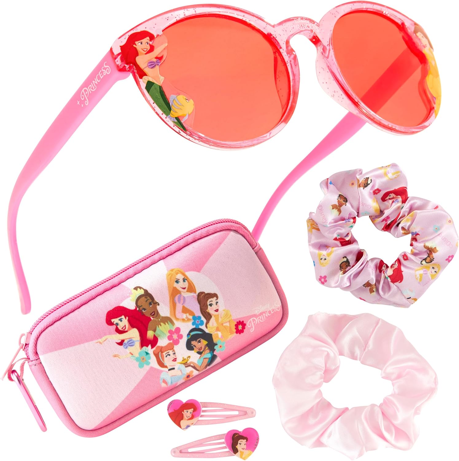 Disney Girls UV Protection Sunglasses, Case and Hair Accessories Set Girls Gifts