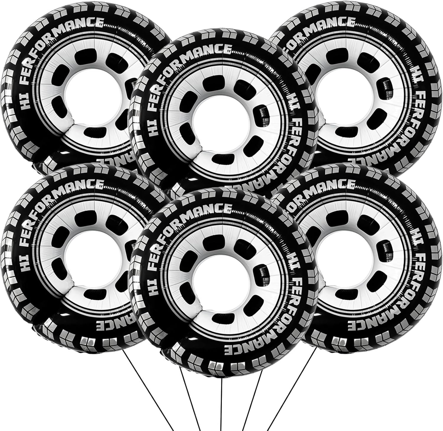30 Inch Wheel Balloons, Race Car Tire Balloons, Racing Cars Wheels Theme Birthday Party Decorations Supplies for Men and Boys 6Pcs