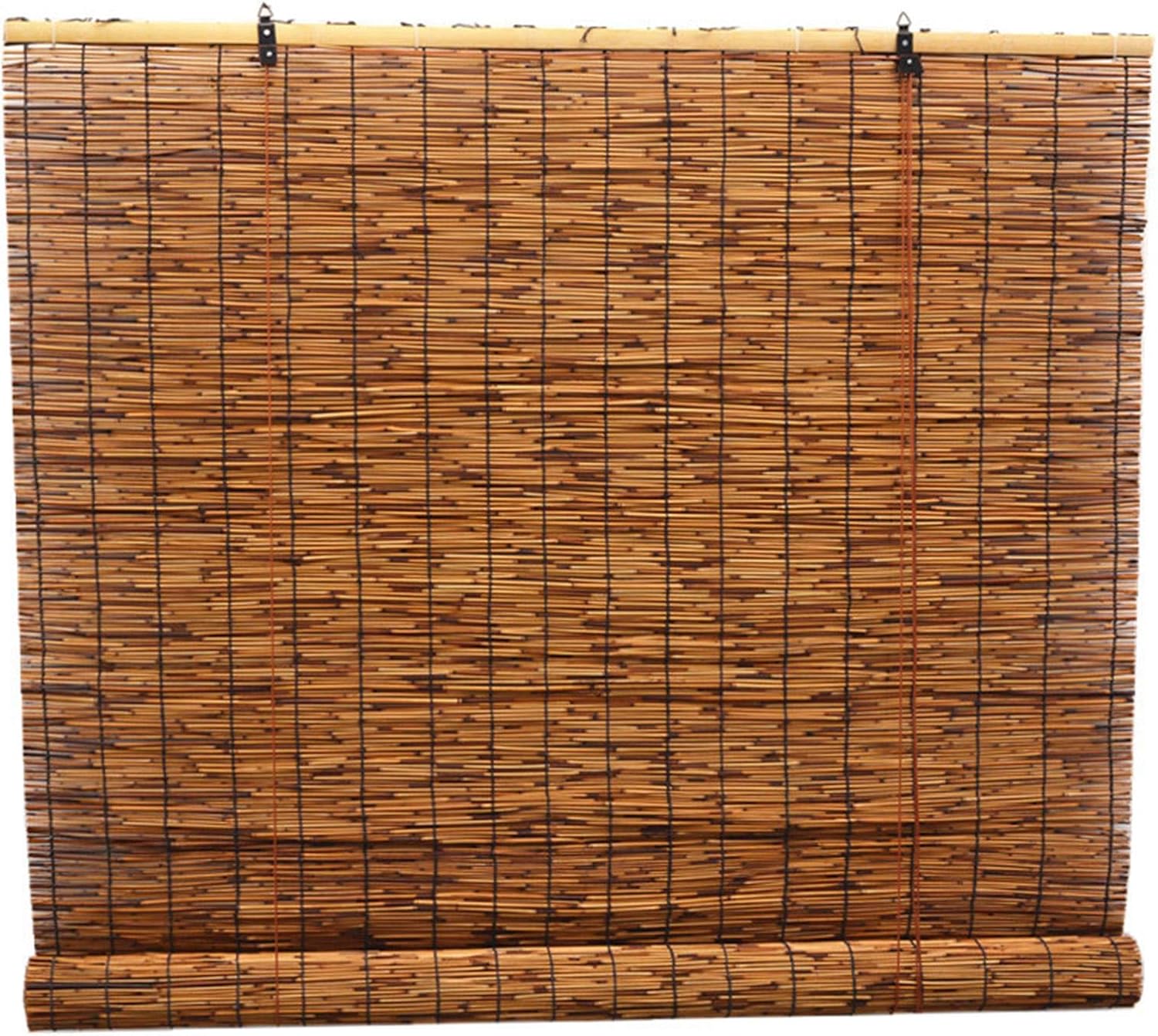 FENGSHOUU Natural Reed Roller Blind Roman Bamboo Curtain,Window Louver Partition Curtain,Sun Shade Outdoor Indoor Furniture Decoration,With lifter,Dust-Proof/Breathable,Customize