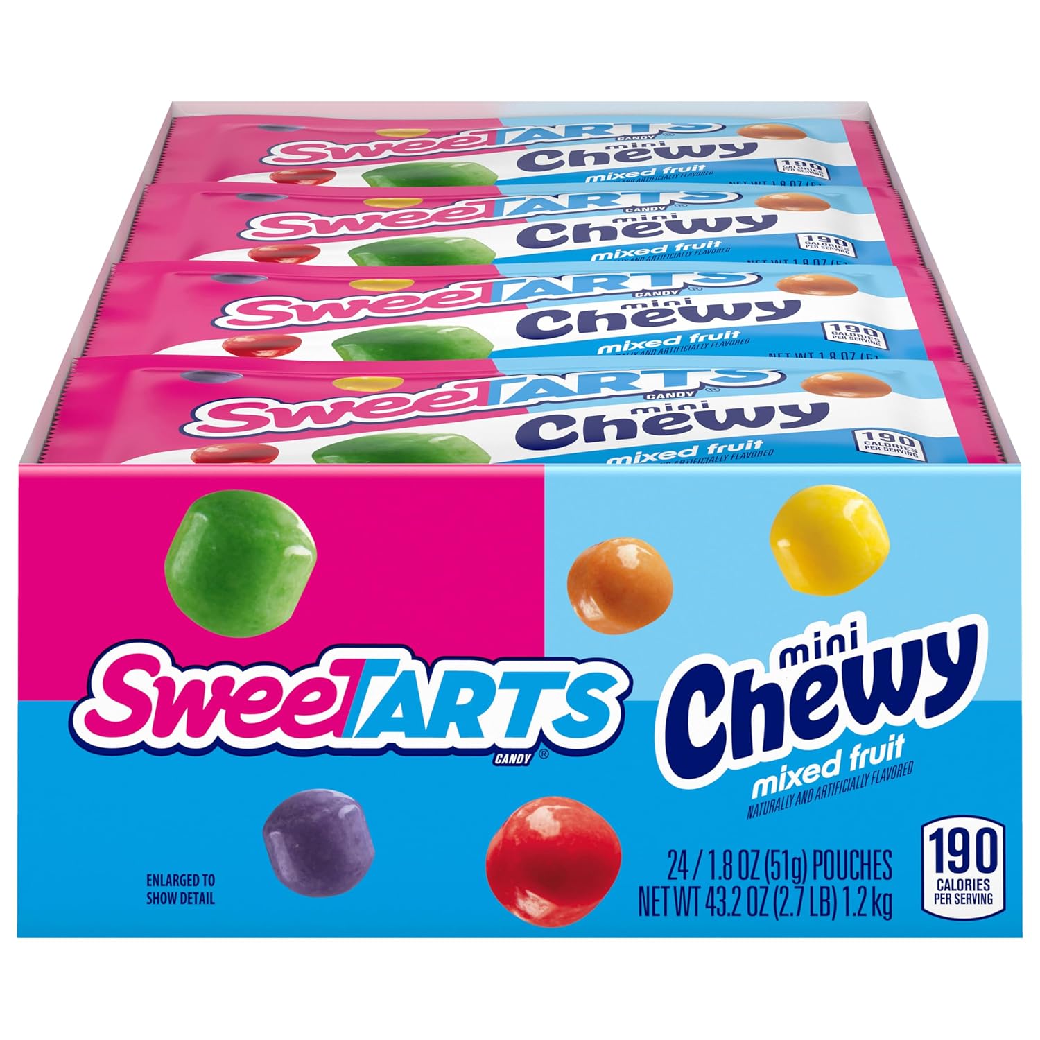 SweeTARTS Mini Chewy Mixed Fruit Flavored Candy, Sweet & Tart, 1.8 oz 24 Ct