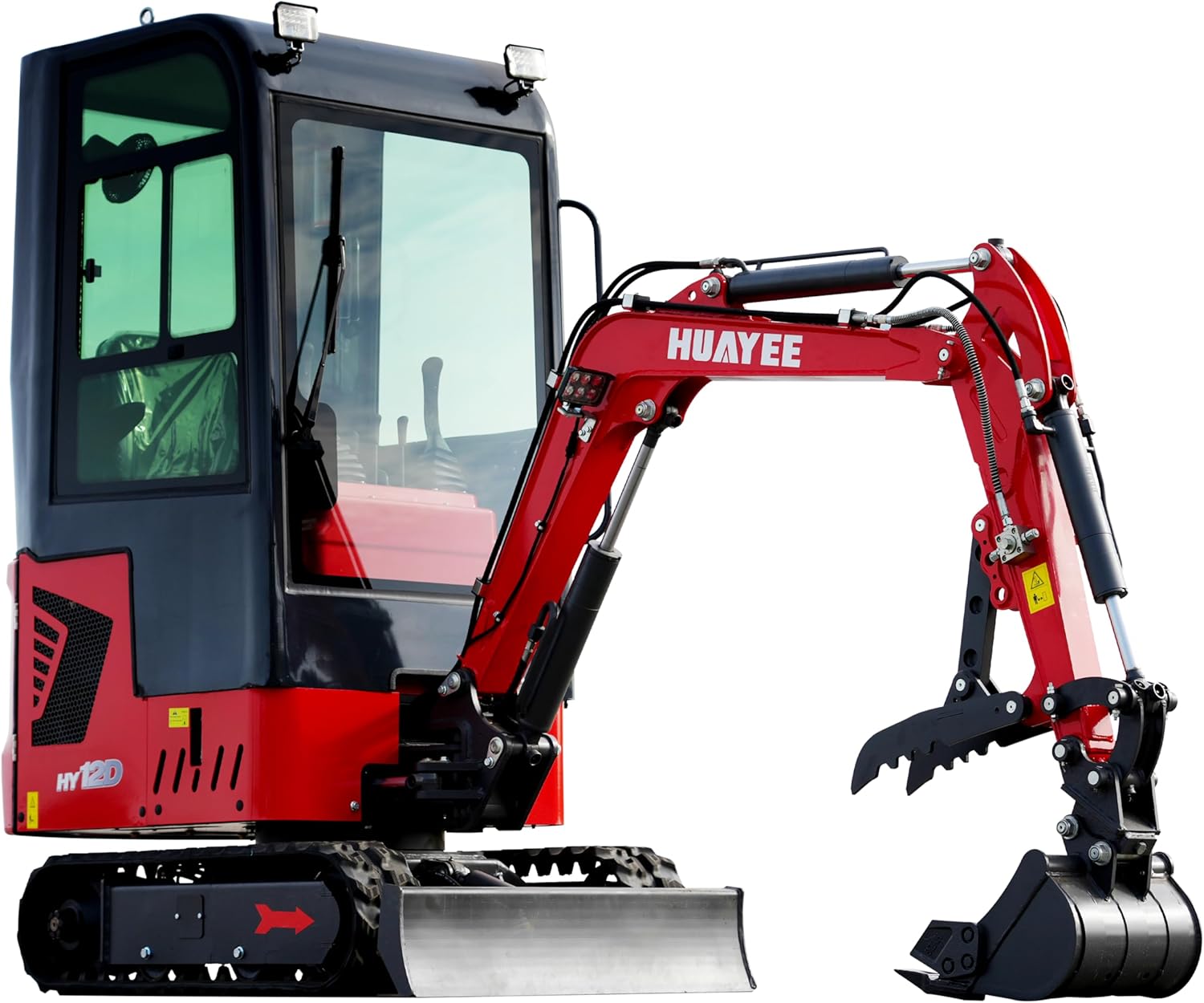 1.4 Ton Cab Version Mini Excavator - HY12D, with 13.5 HP B&S Gasoline Engine, Swing Function, Mechanical Thumb Clamp, Mechanical Quick - Change, Hydraulic cooler, Electric Fan, In-stock in US