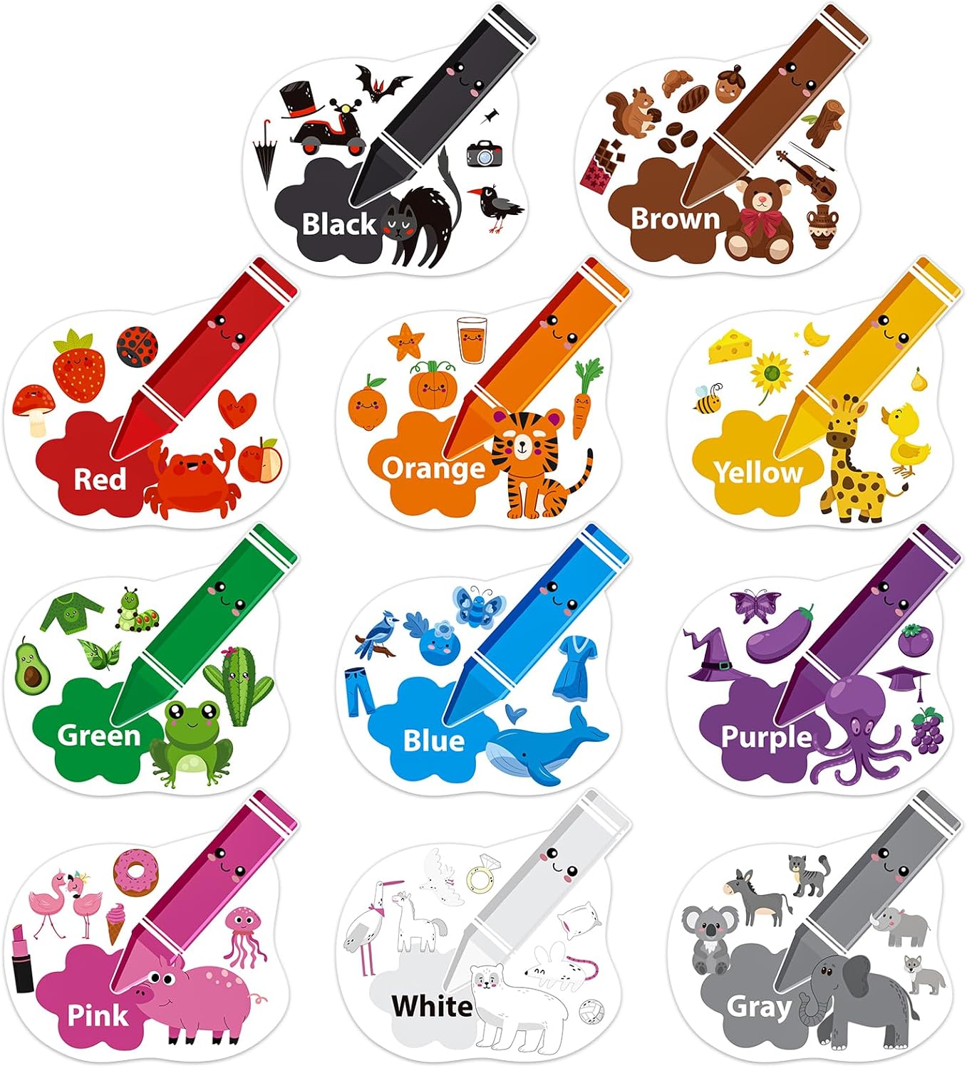 Color Posters for Classroom - 11PCS Crayon Color Bulletin Board Set Toddler Kids Learning Posters Colors for Preschool Kindergarten Classroom Family Daycare Wall Decorations