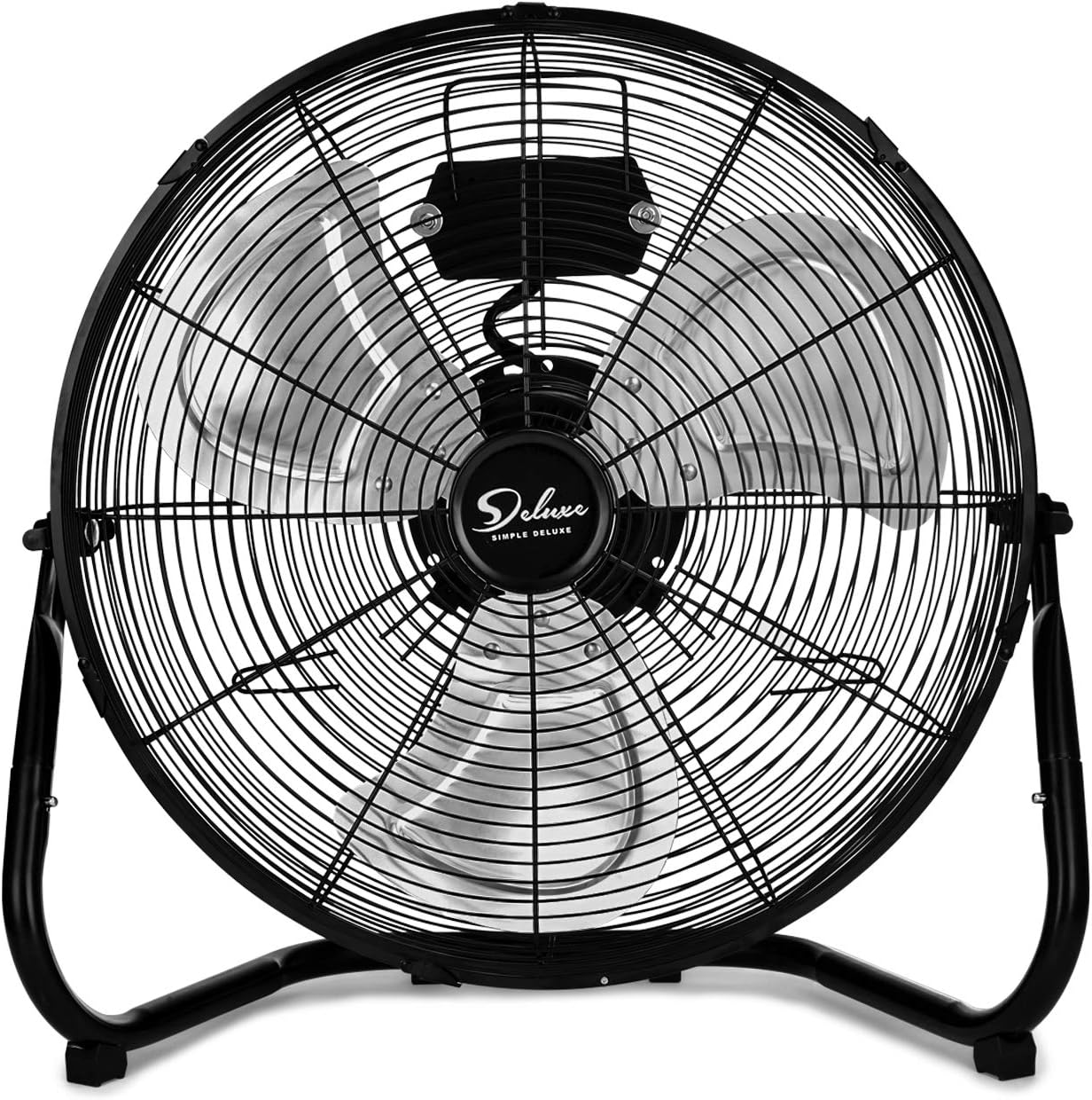 Simple Deluxe 20 Inch 3-Speed High Velocity Heavy Duty Metal Industrial Floor Fans Oscillating Quiet for Home, Commercial, Residential, and Greenhouse Use, Outdoor/Indoor, Black, 20"