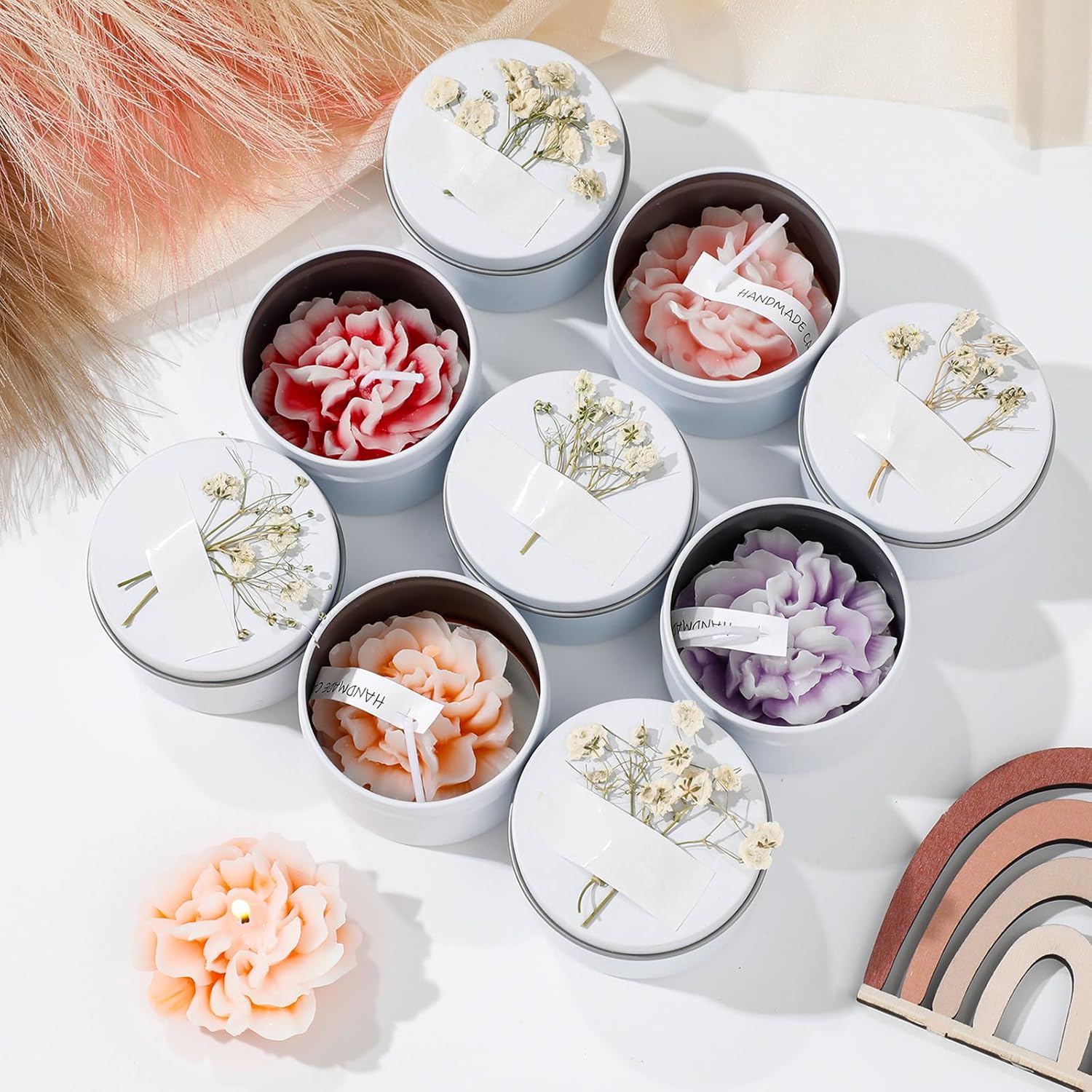 12 Pcs Bridesmaid Gift Scented Candles Soy Wax Flower Candles Sets for Women Gift Maid of Honor Wedding Bridal Shower Favors for Guests(Classic)
