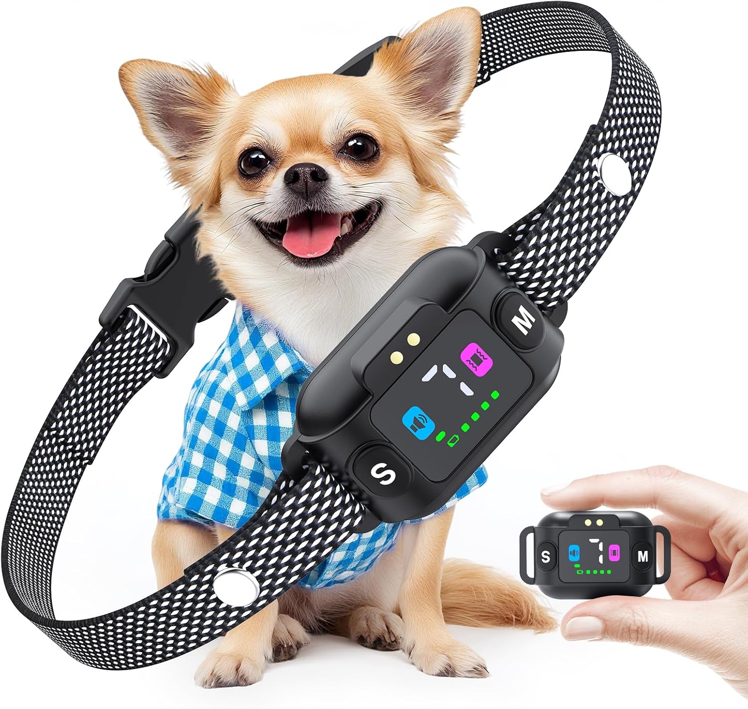Anti Bark Collars for Dogs, Rechargeable Dog Barking Collars with Humane Beep & Vibration Modes, 3 Working Modes, 7 Sensitivities, Bark Collar for Small Dogs IP67 Waterproof