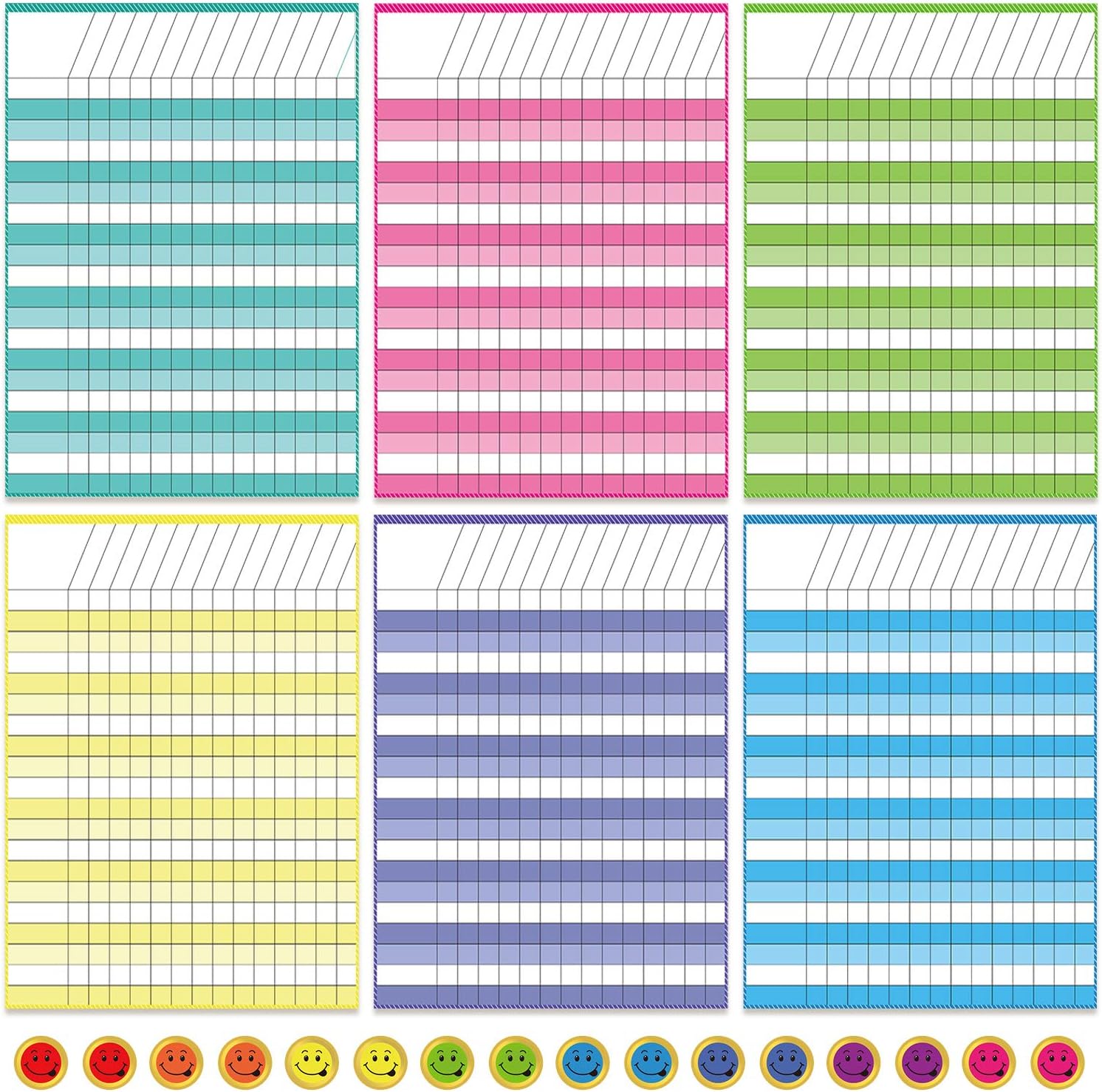 Outus 6 Pieces Incentive Reward Charts Laminated Dry Erase Incentive Chart Reward Chores Chart for Learning Attendance Homework Progress Tracking Pads with 240 Reward Stickers (11 x 13.4'')