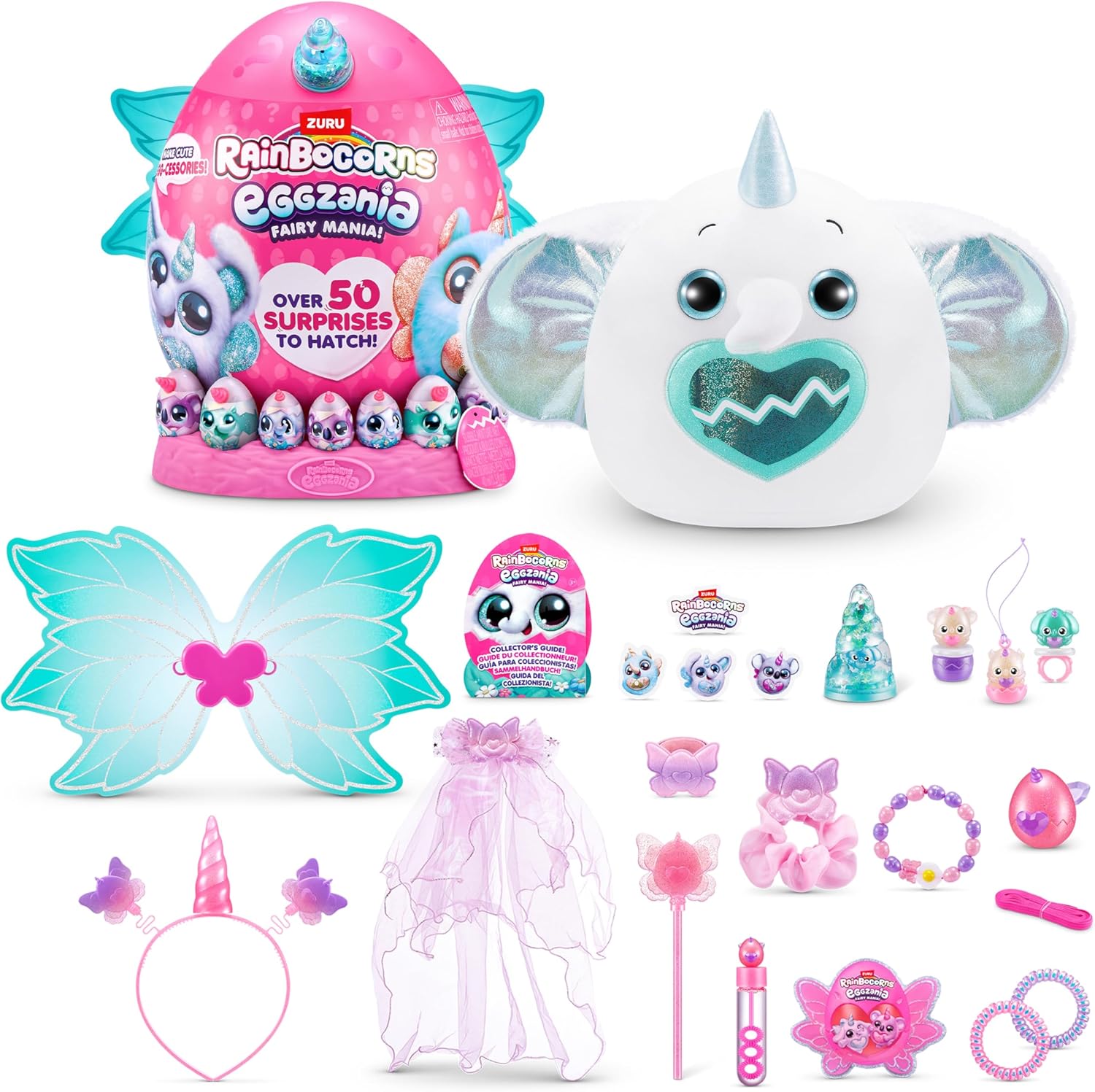 Eggzania Fairy Mania (Elephant) by ZURU, Plush Toy, Collectible Plush, Surprise Eggs, Wearable Accessories, Slime, Toys for Girls