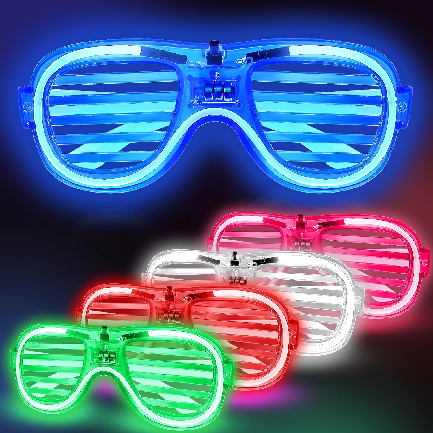 Neon Party Glasses - LED Light Up Glasses Glow for Birthday Festival Wedding Club 80s Dance Rave Disco Novelty Props Flashing Party Supplies New Years Eve Favors