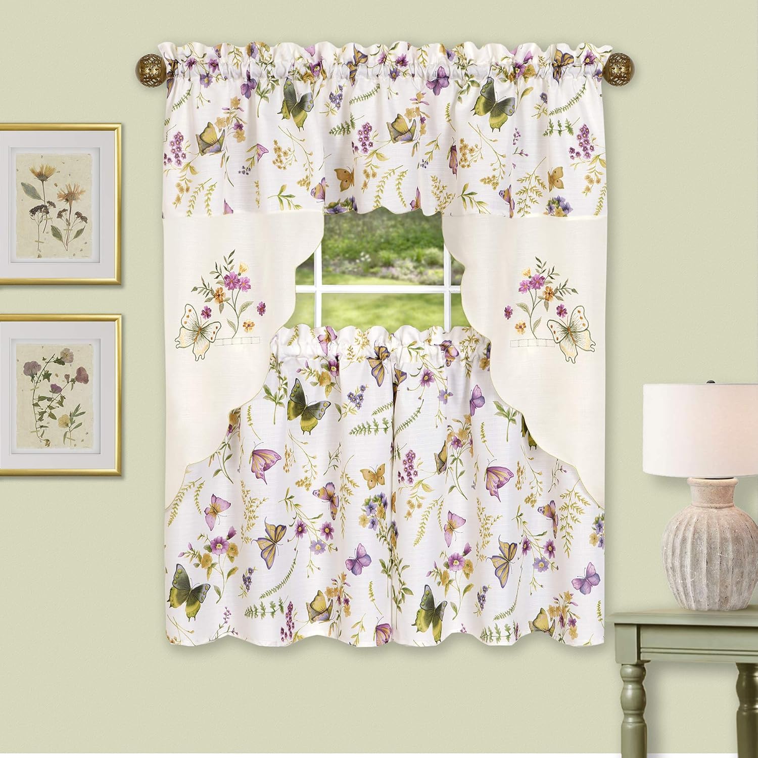 Achim Home Furnishings Enchanted - Embellished Tier & Swag Set - 58x36