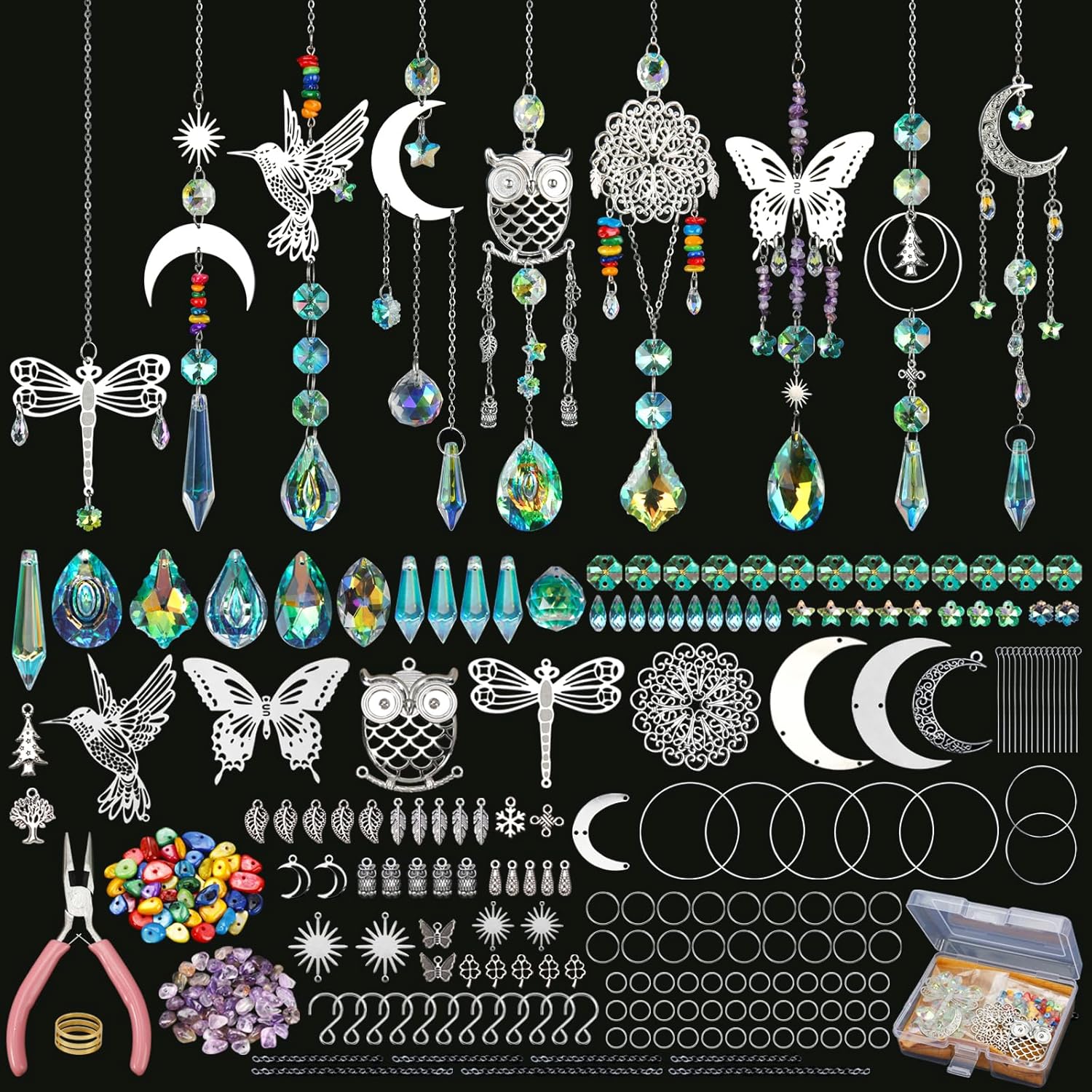 DIY Suncatcher Kit 460pcs Sun Catchers Making Supplies Art and Crafts for Adults Hanging Prism Sun Catcher with Crystals Ball Indoor Window Home Wedding Garden Festival Decor Gifts