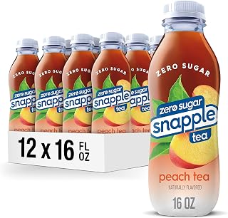Snapple Zero Sugar Peach Tea, 16 fl oz recycled plastic bottle (Pack of 12)