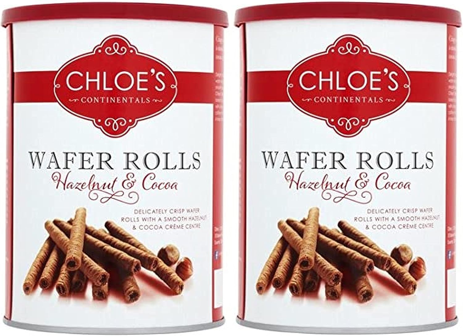 Chloe's Hazelnut & Cocoa Wafer Rolls - Pack of 2 X 400G