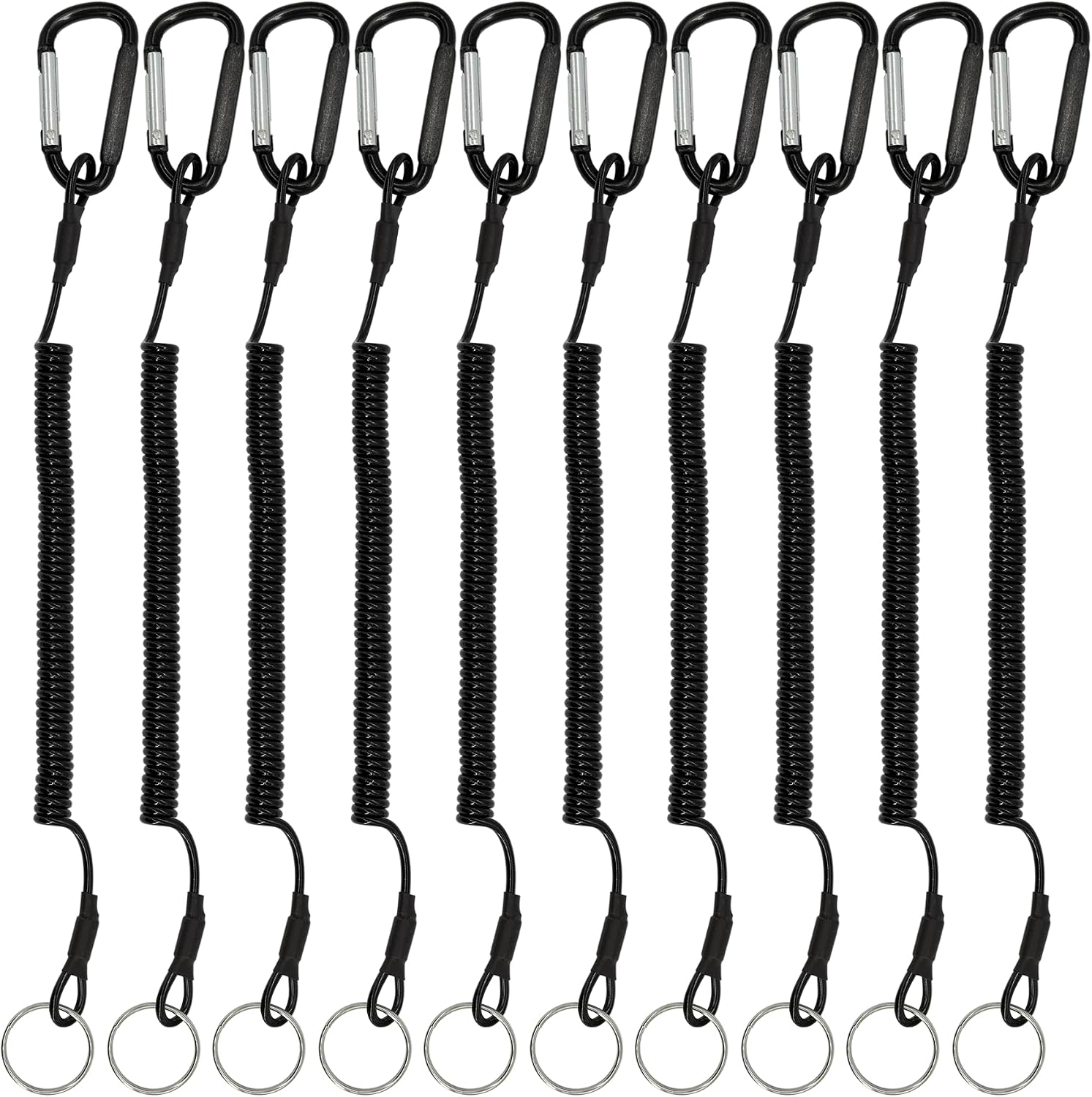 StayMax Stretchy Spiral Keyring Spiral Lanyard Retractable Coil Spring Keychain Anti-Lost Stretch Cord with Carabiner