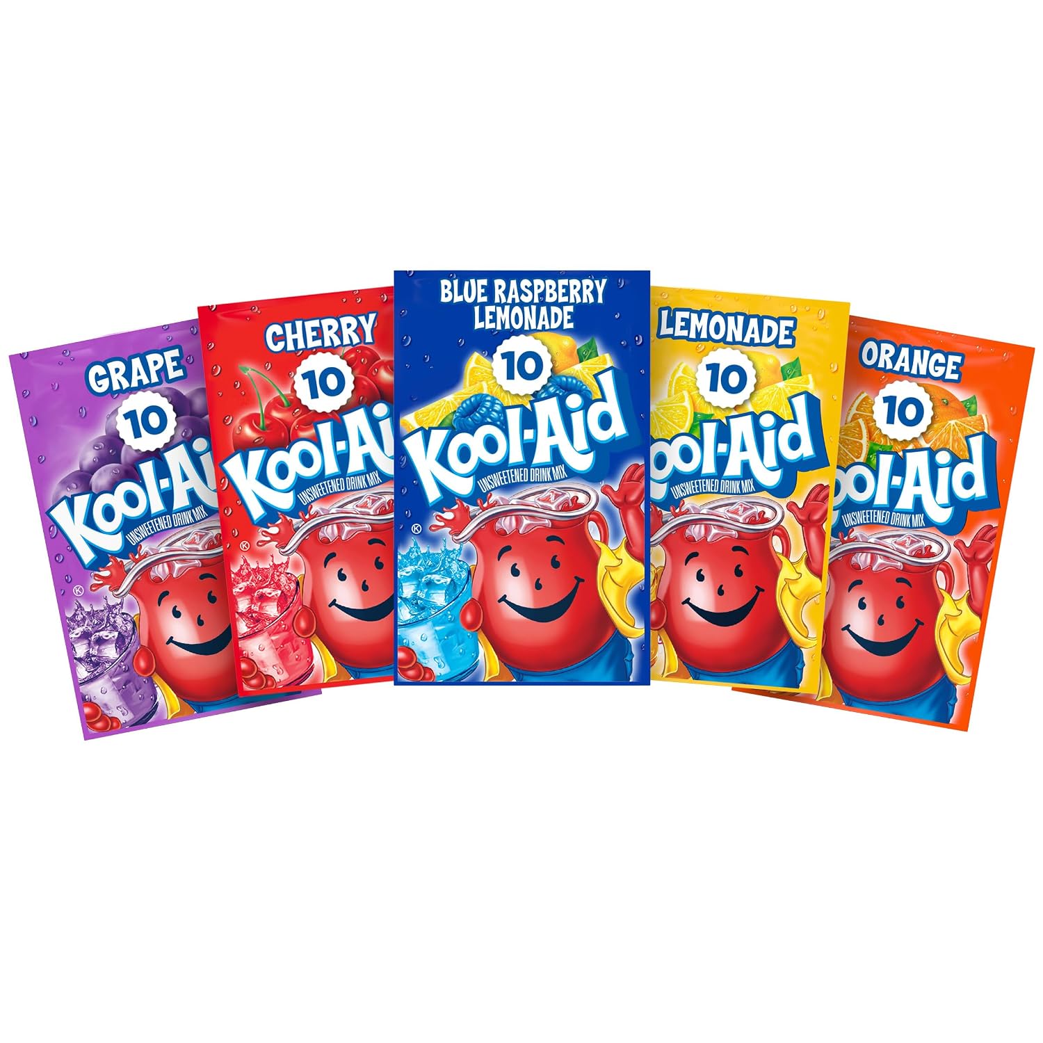 Kool-Aid Powdered Drink Mix, Variety Pack, 50 ct Packets | for Flavorful Hydration and Shareable Refreshment Good Source of Vitamin C, Caffeine Free Gluten Free