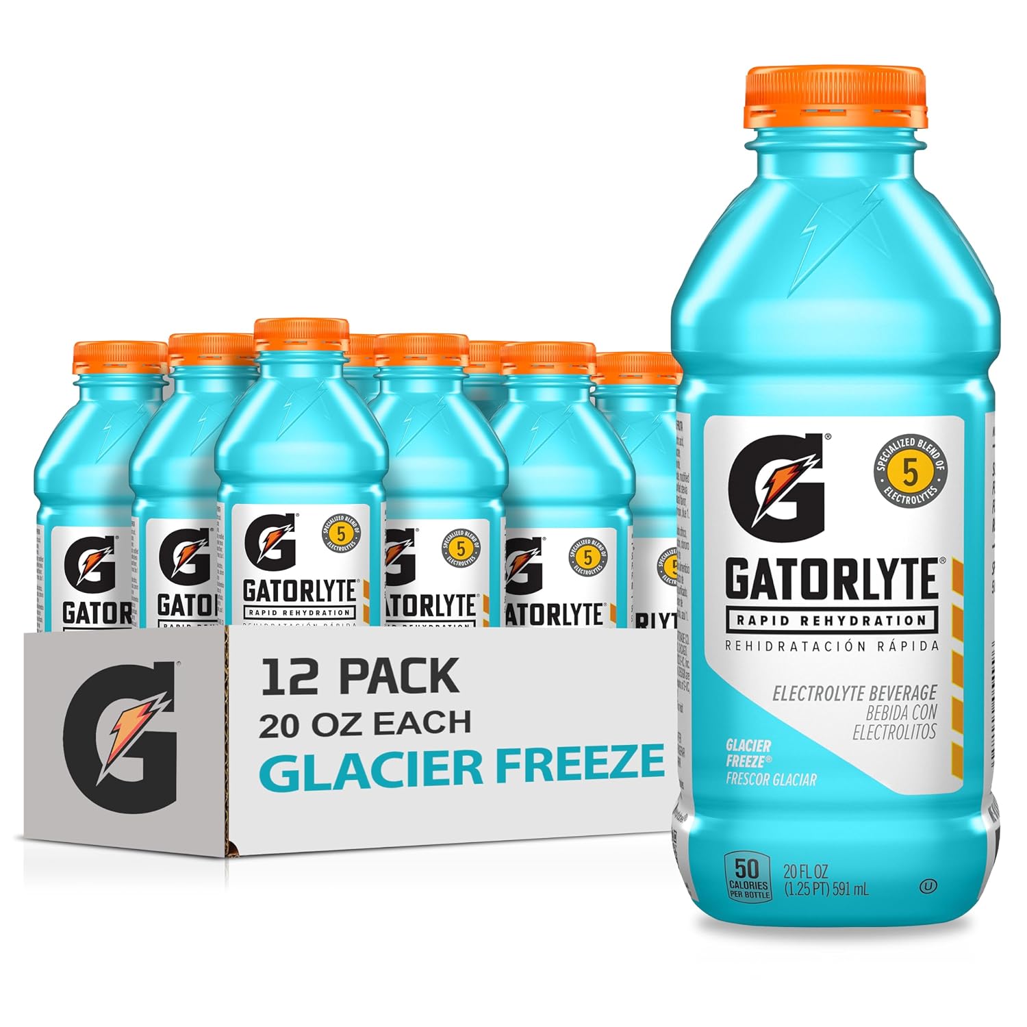 Gatorlyte Electrolyte Beverage, Glacier Freeze, 20 Fl Oz (Pack of 12)