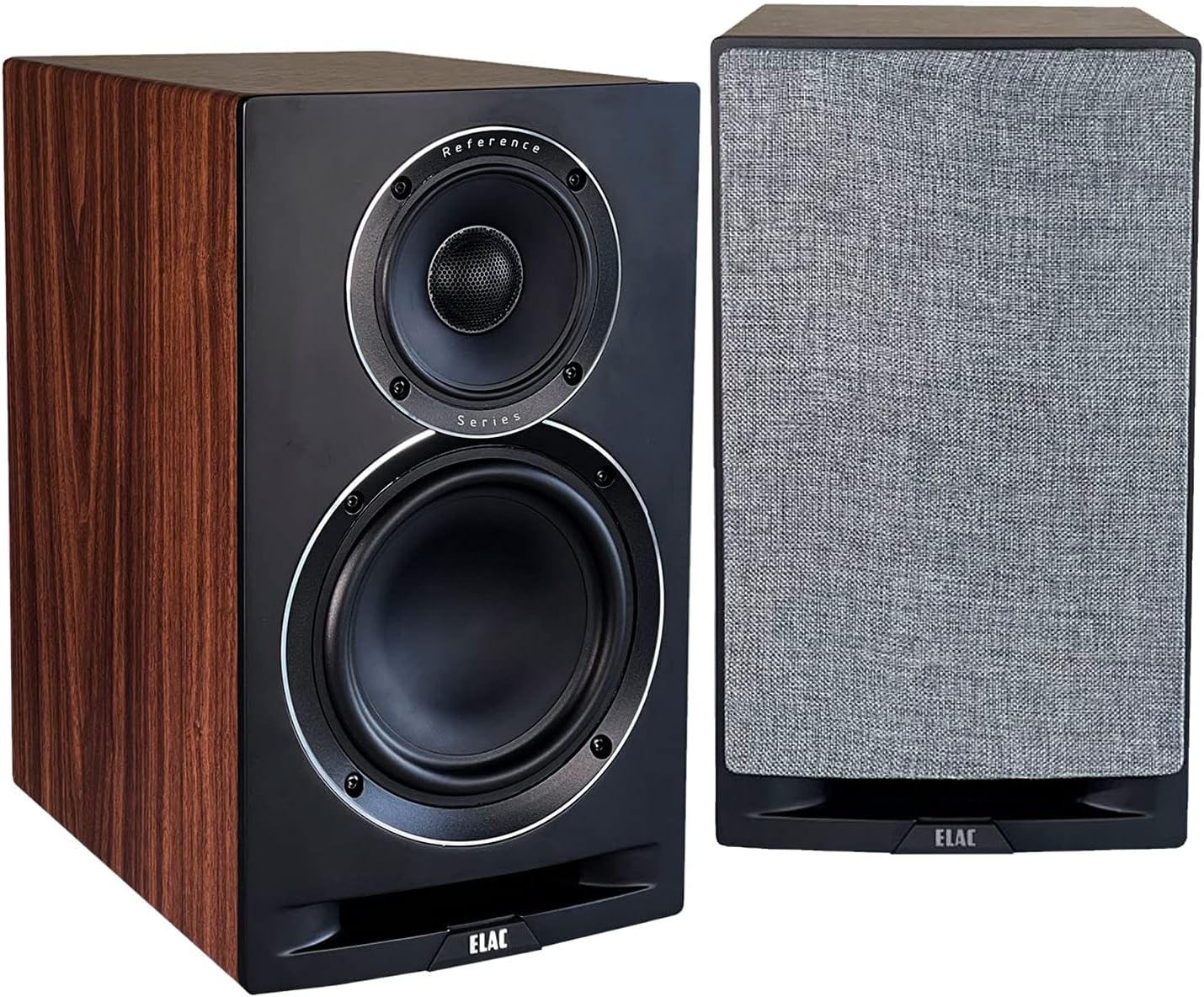 ELAC Uni-Fi Refrence 3-Way 6-1/2" Bookshelf Speakers, Walnut with Black Baffle for Home Theater and Stereo Systems