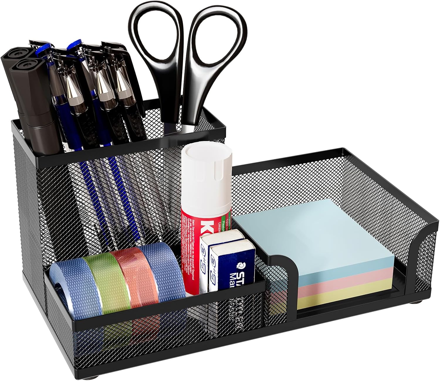 EasyPAG Office Mesh Desk Tidy Versatile Stationery Storage Desktop Sticky Note Organiser Pen Holder,Black
