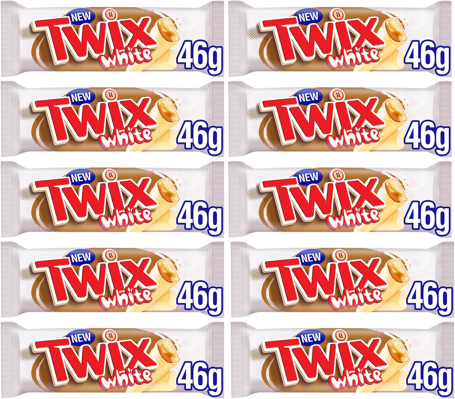 Twix White Chocolate Biscuit Twin Bars 46g (10 Pack)