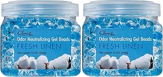 Clear Air Odor Eliminator Gel Beads - 12 oz, Pack of 2 - Air Freshener Made with Essential Oils - Eliminates Odors in Bathrooms, Cars, Boats, RVs & Pet Areas - Fresh Linen Scent