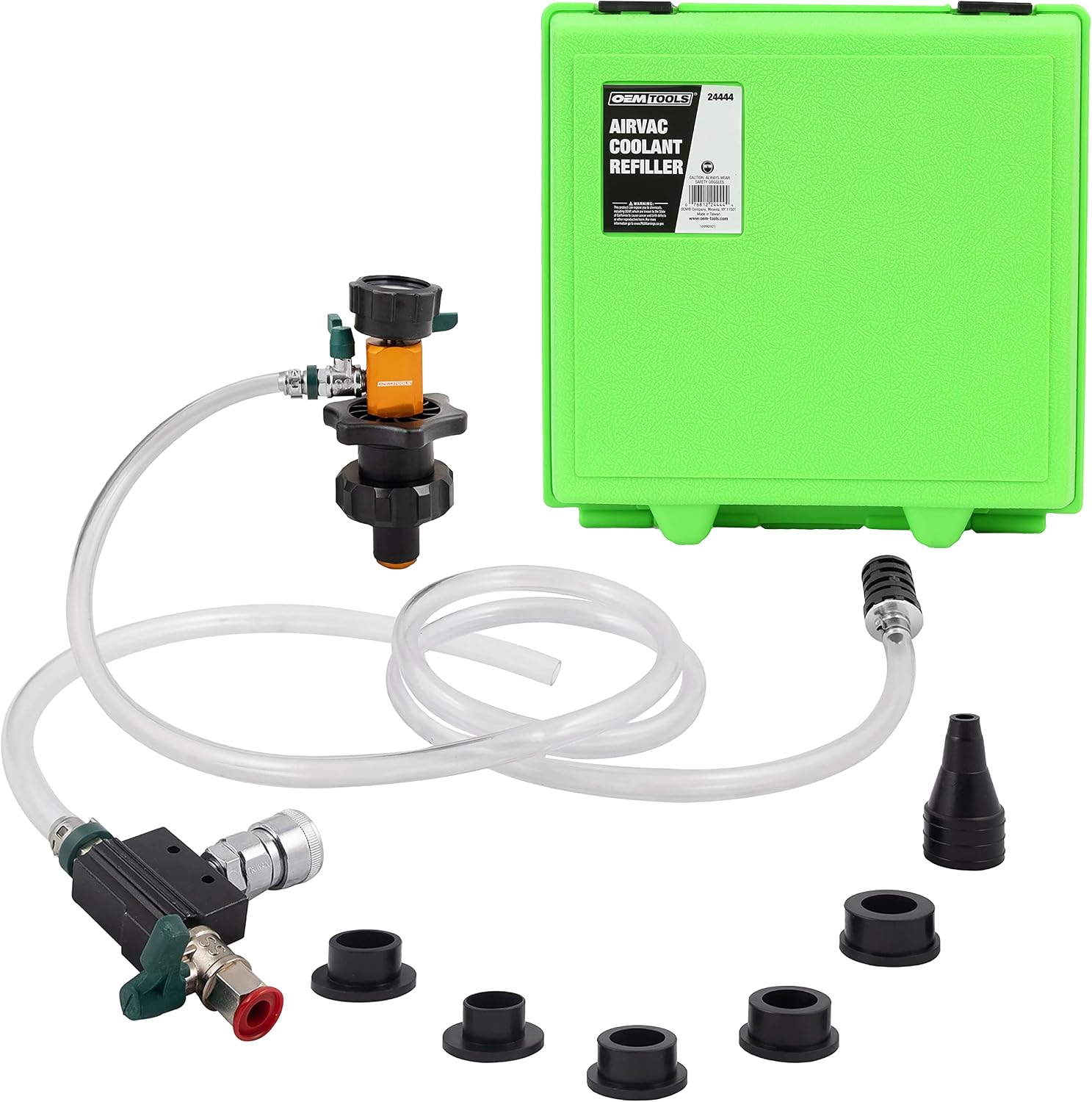OEMTOOLS Coolant Vacuum Refill Kit, Coolant Pressure Tester Kit, 5 Adapter | 70-110 psi Recommended Working Pressure, Performs Vacuum Leak Tests on the Cooling System, Helps Prevent Come-Backs