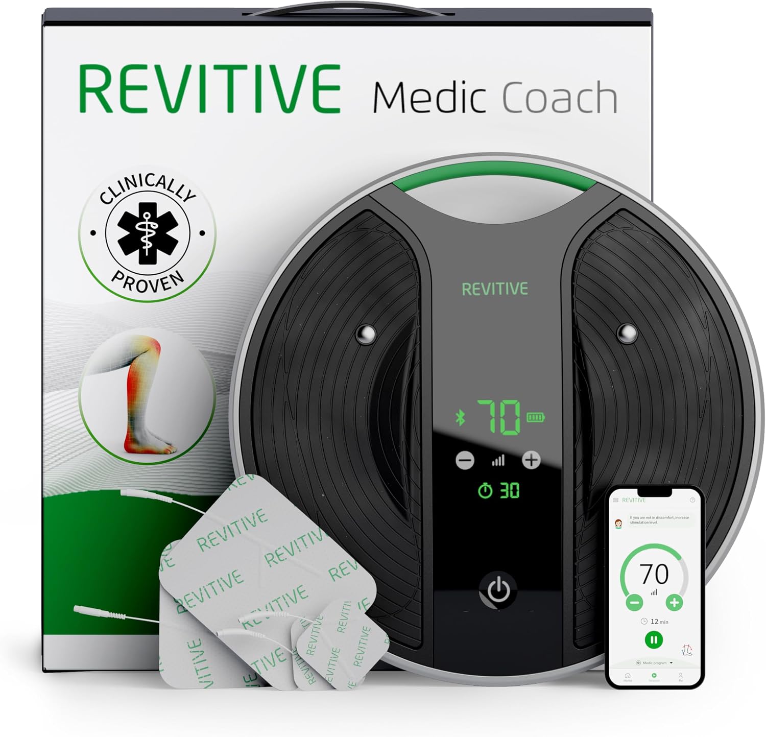 NEW and IMPROVED Revitive Medic Coach Circulation Booster – Maximum, Drug-free Leg & Knee Relief, Now with Targeted Knee Pain Therapy Included