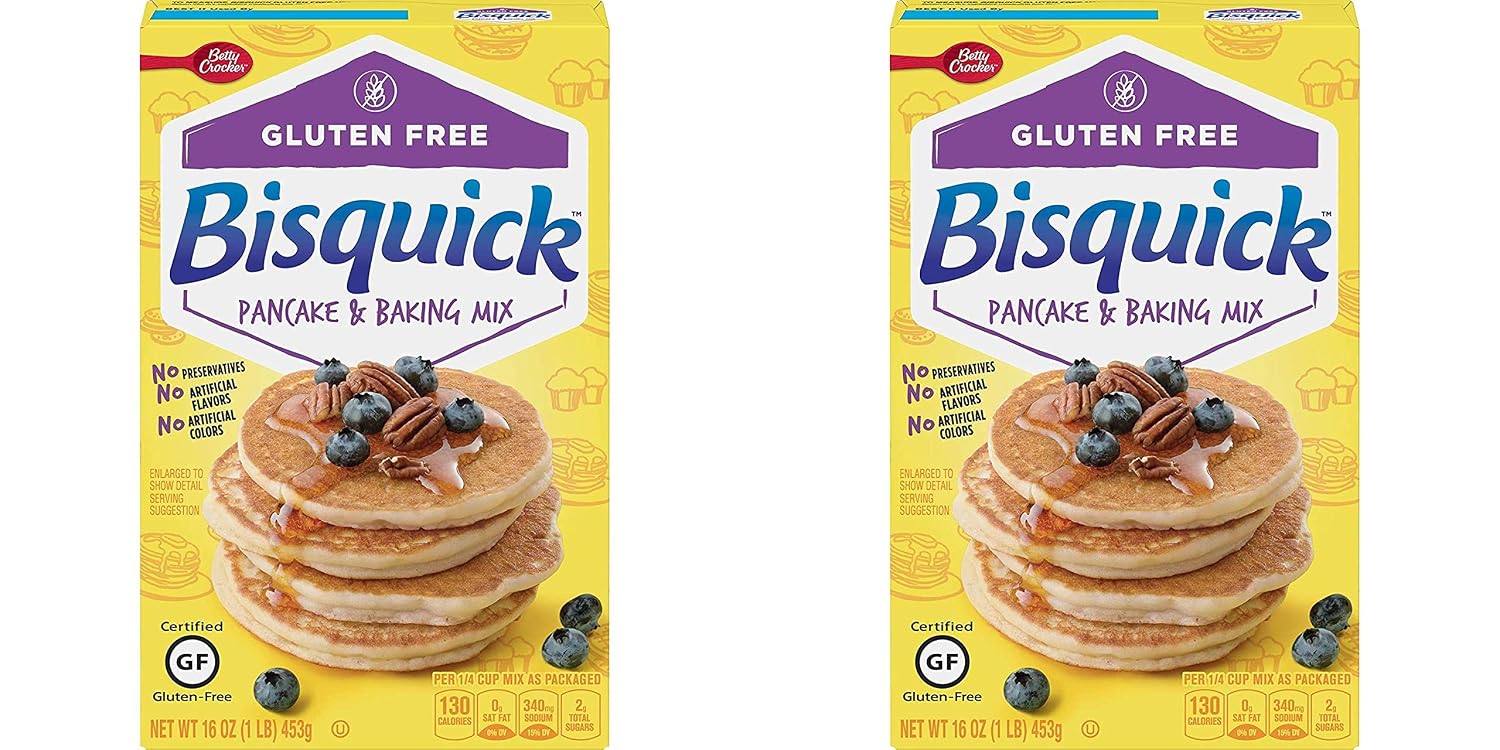 Betty Crocker Bisquick Baking Mix, Gluten Free Pancake and Waffle Mix, 16 oz Box (Pack of 1) Pack of 2