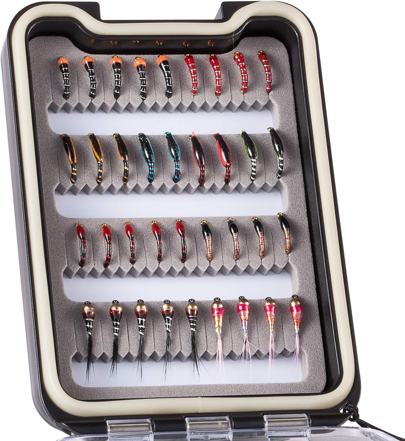 Bassdash Fly Fishing Flies Kit Fly Assortment with Fly Box, 36/64/72/80/96pcs with Dry/Wet Flies, Nymphs, Streamers