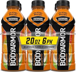 BODYARMOR Sports Drink Sports Beverage, Orange Mango, Coconut Water Hydration, Natural Flavors With Vitamins, Potassium-Packed Electrolytes, Perfect For Athletes, 20 Fl Oz (Pack of 6)