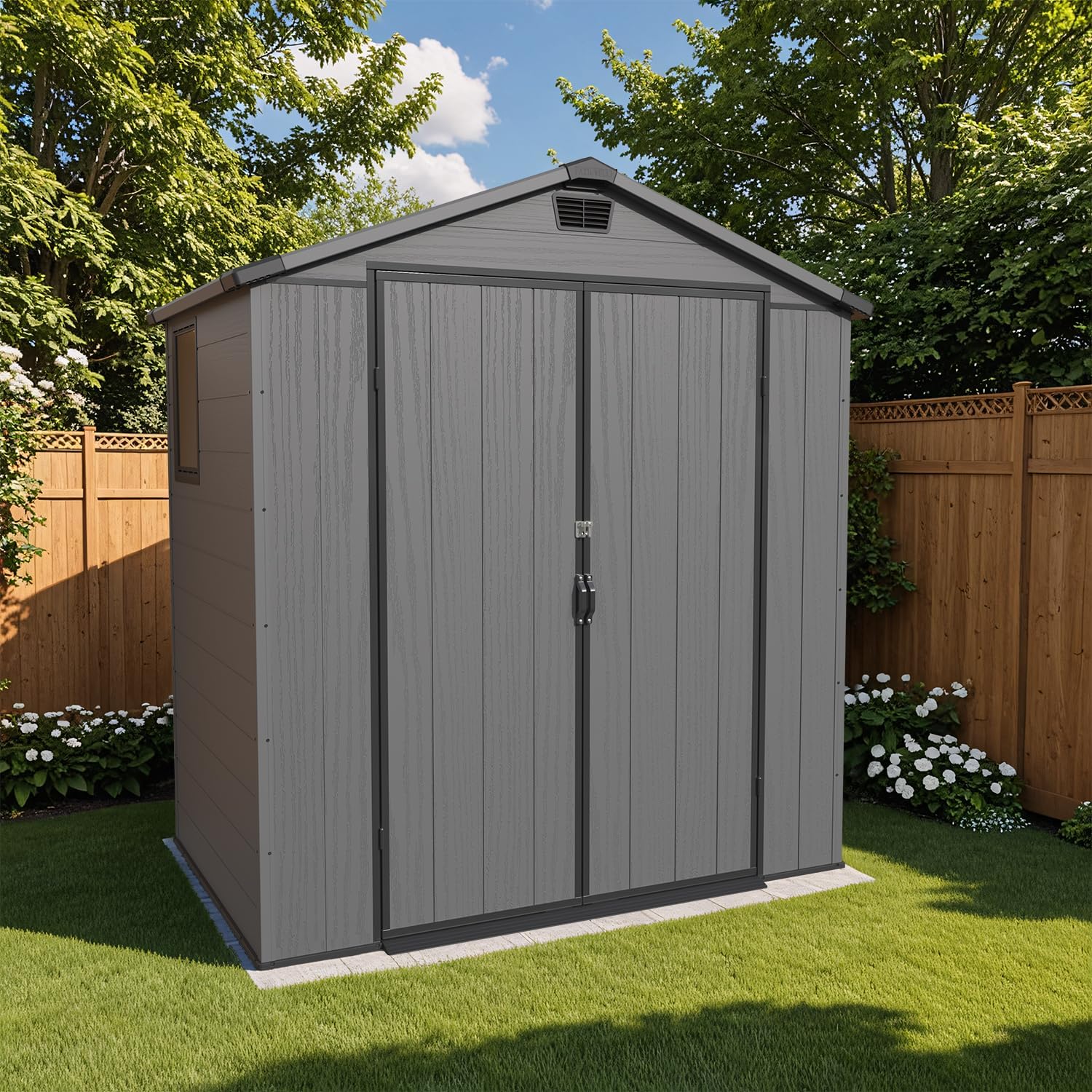 Patiowell 6X4 FT Plastic Outdoor Storage Shed with Floor, Resin Garden Shed