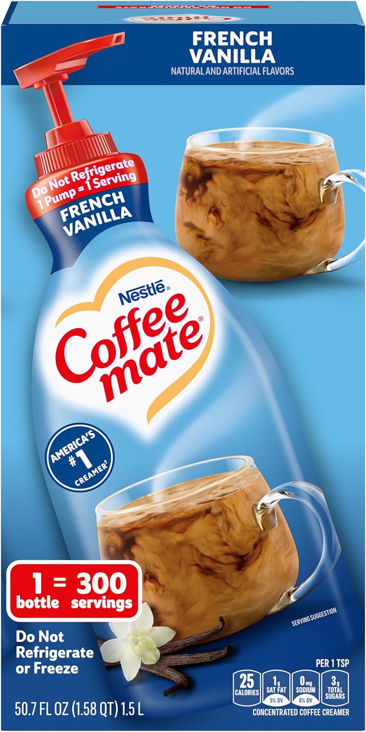 Liquid Coffee Creamer, Pump Dispenser, French Vanilla 1.5 Liter