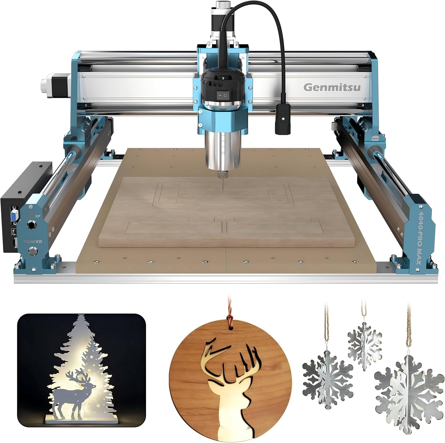 SainSmart Genmitsu 4040-PRO MAX CNC Router, 710W Trimmer & Linear Rail Driven, Work Area 400 x 400 x 78mm, for Wood Metal Acrylic Cutting Milling, GRBL Control
