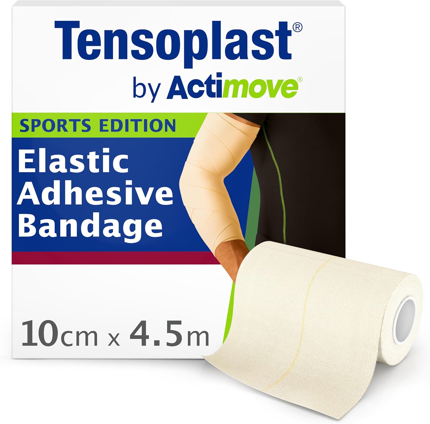 Tensoplast by Actimove Sports Edition EAB Tape for Firm Compression, with Medium Support for Joints, 10 cm x 4.5 m, Cream, 1 Roll