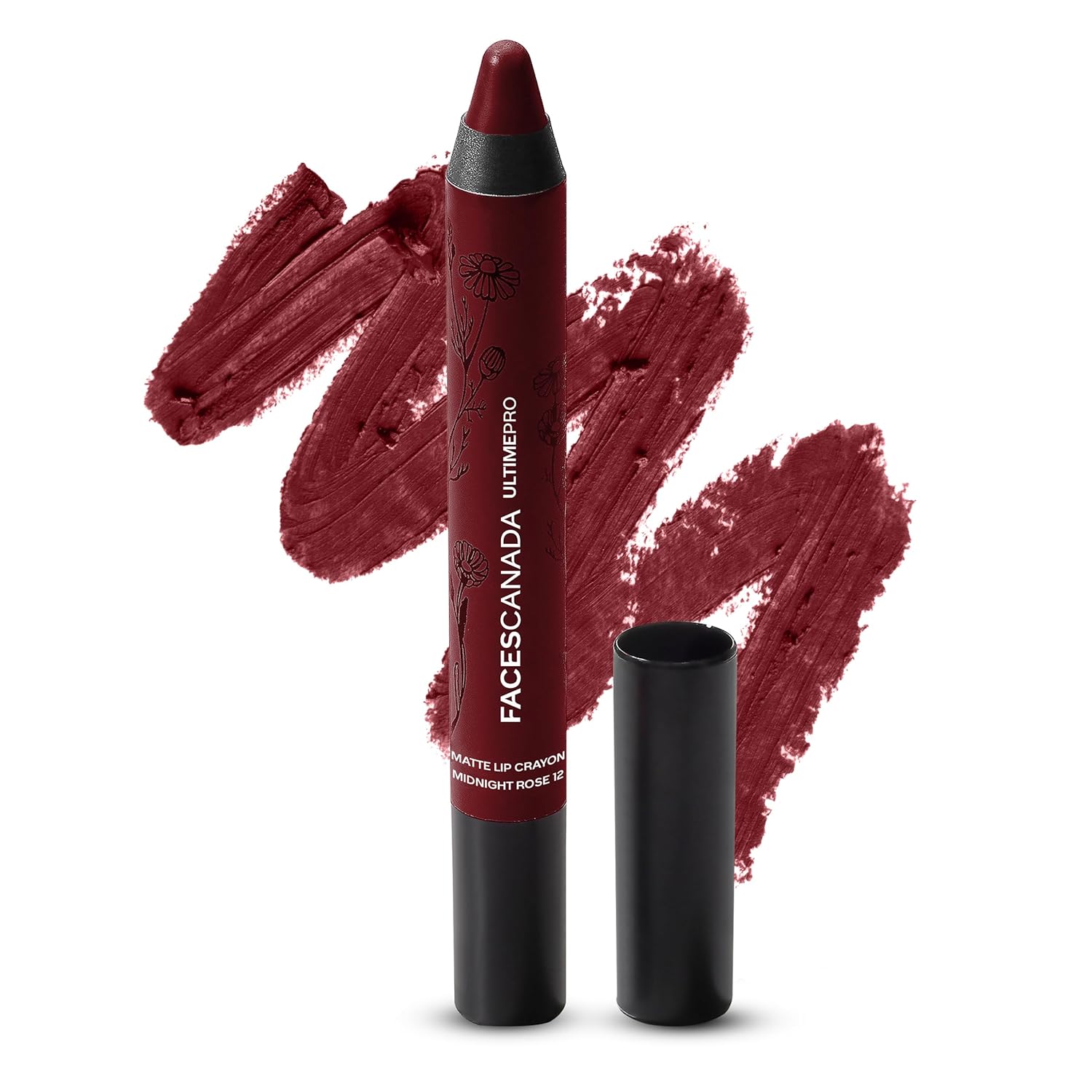 Faces Canada Ultime Pro Matte Lip Crayon – Midnight Rose 12 | Bold & Smooth Lip Color Stick | Velvety Matte Finish 8H Long Lasting Wear | Smudge Resistant & Long Wearing | 0.09 Oz (2.8g)