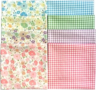 8pcs 18x22inches (46x56cm) Cotton Fabric Floral Pre-Cut Quilt Squares Fat Quarters Fabric Bundles for Sewing & Quilting, Multicolor