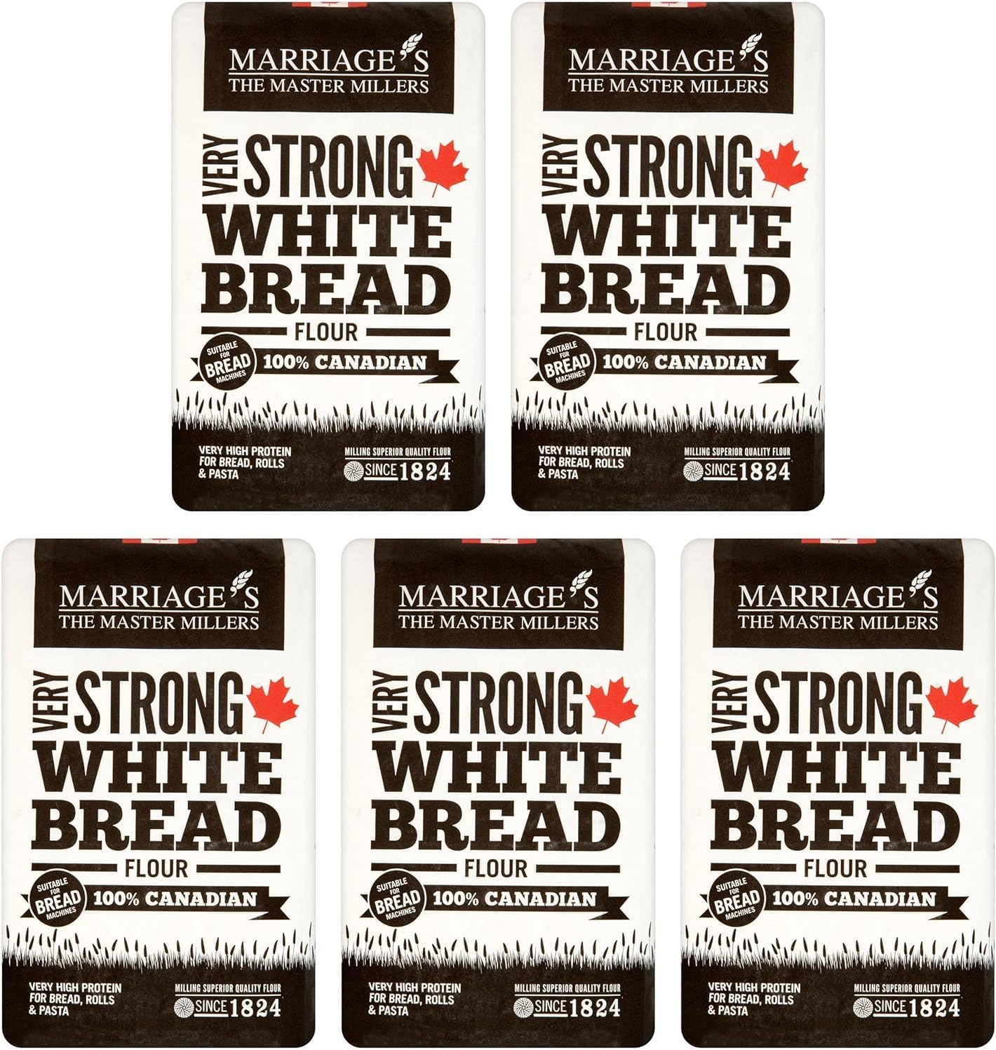 W & H Marriage & Son 100% Canadian Very Strong White Flour 1.5kg (Pack of 5)