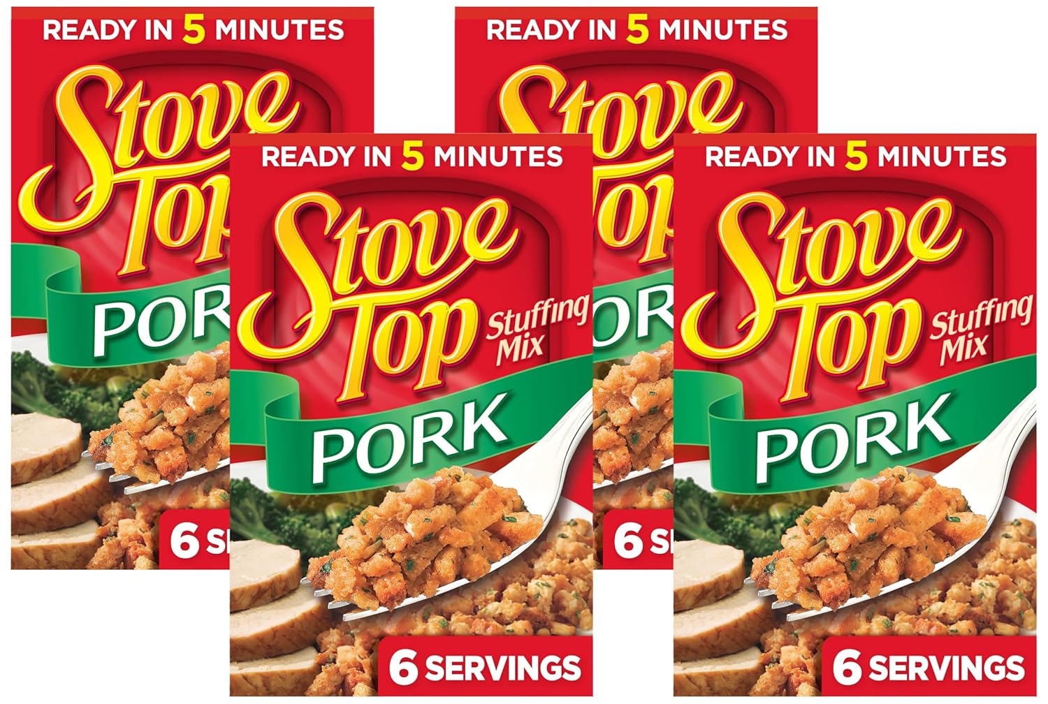 Stove Top Stuffing Mix for Pork (6 oz Box) (Pack of 4)