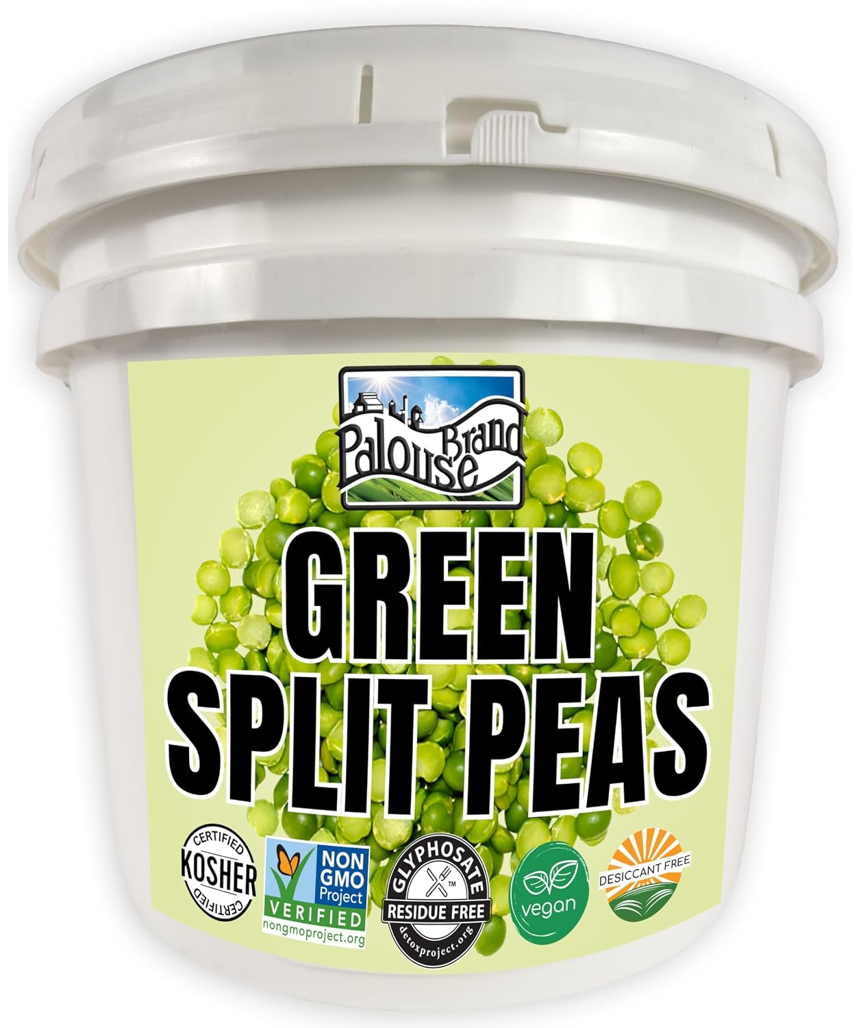 Certified Glyphosate Residue Free Green Split Peas | 25 LBS | Food Storage Bucket | Non-GMO | Grown on Our Family Farm | Bulk