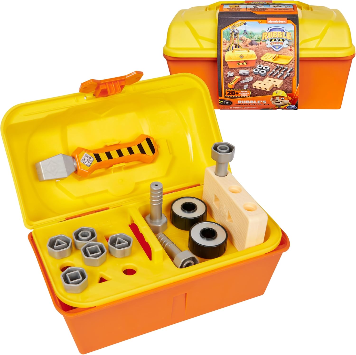 PAW Patrol - Rubble & Crew, Construction Toolbox, with 4 Piece Kids Tool Set and Building Toys, Pretend Play Kids Toys for Boys & Girls Ages 3 & Up