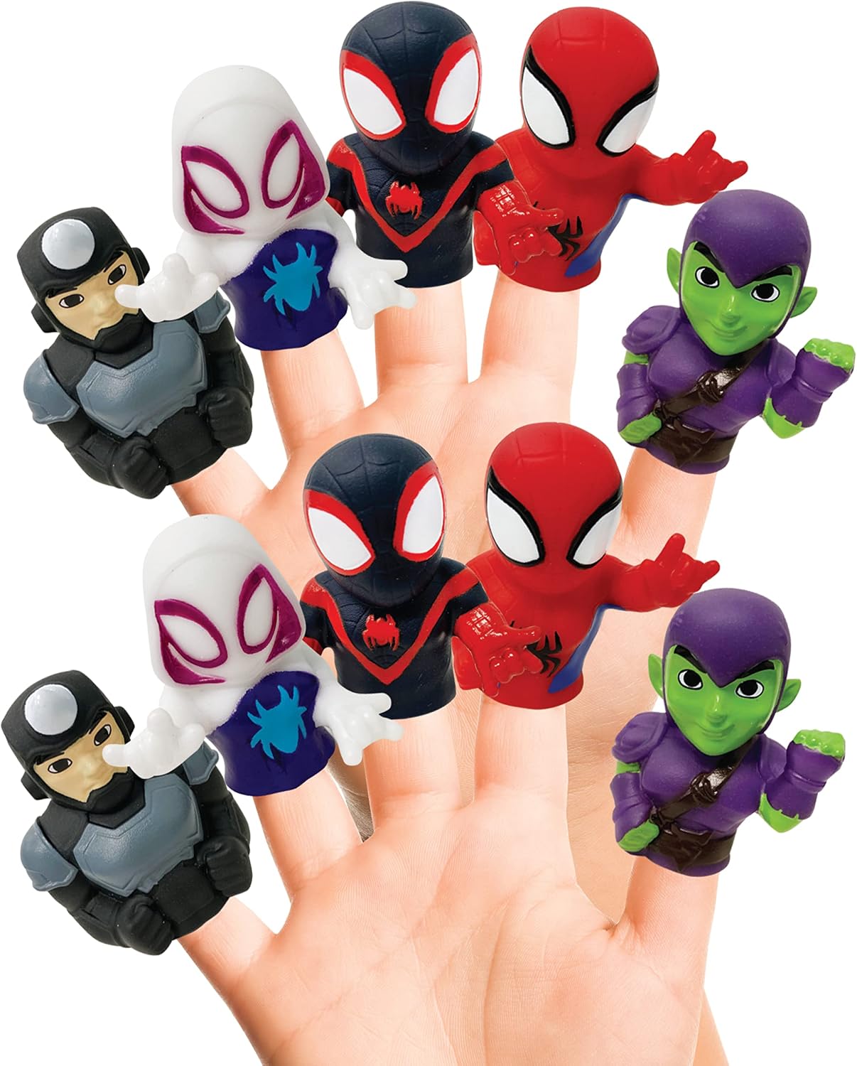 Spidey & His Amazing Friends 10 Piece Finger Puppet Set - Party Favors, Educational, Bath, Floating Pool, Beach Toys, Playtime